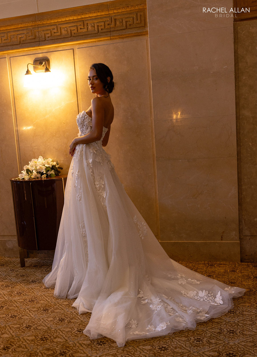 Wedding Dresses A Line Bridal Long 3D Floral Wedding Dress Ivory