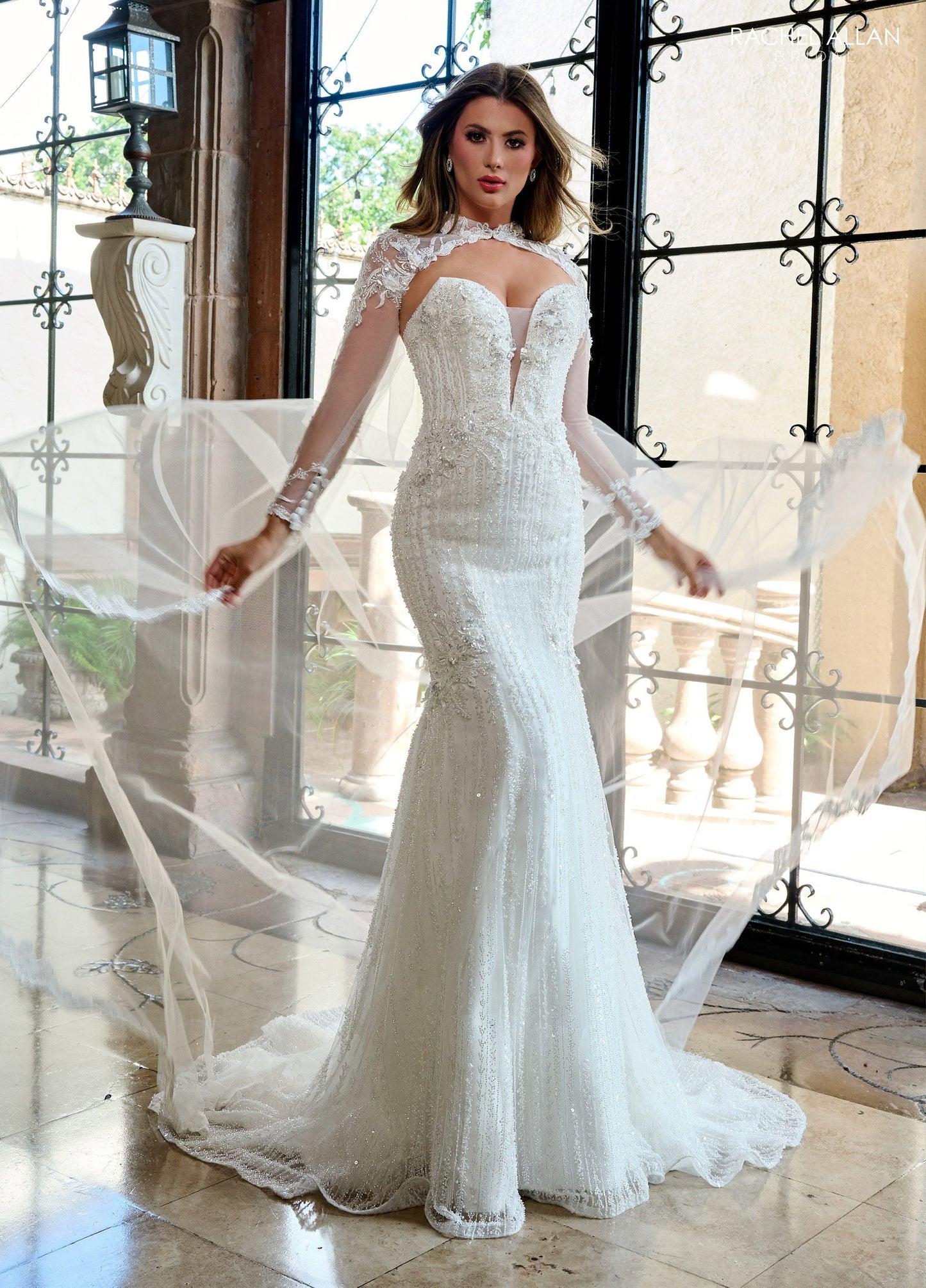 Wedding Dresses Beaded Floral Long Mermaid Wedding Dress Ivory