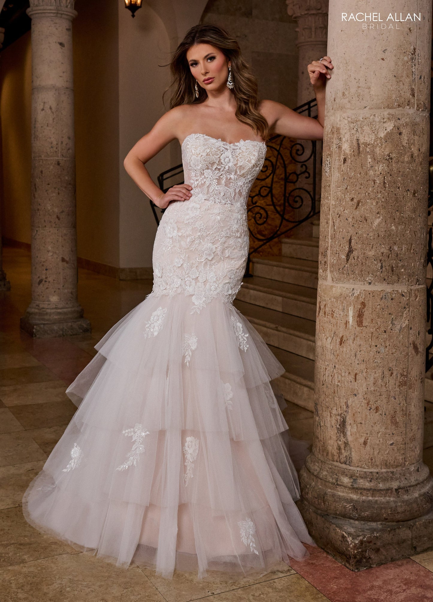 Wedding Dresses Long Mermaid 3D Floral Wedding Dress Ivory Pink Champagne