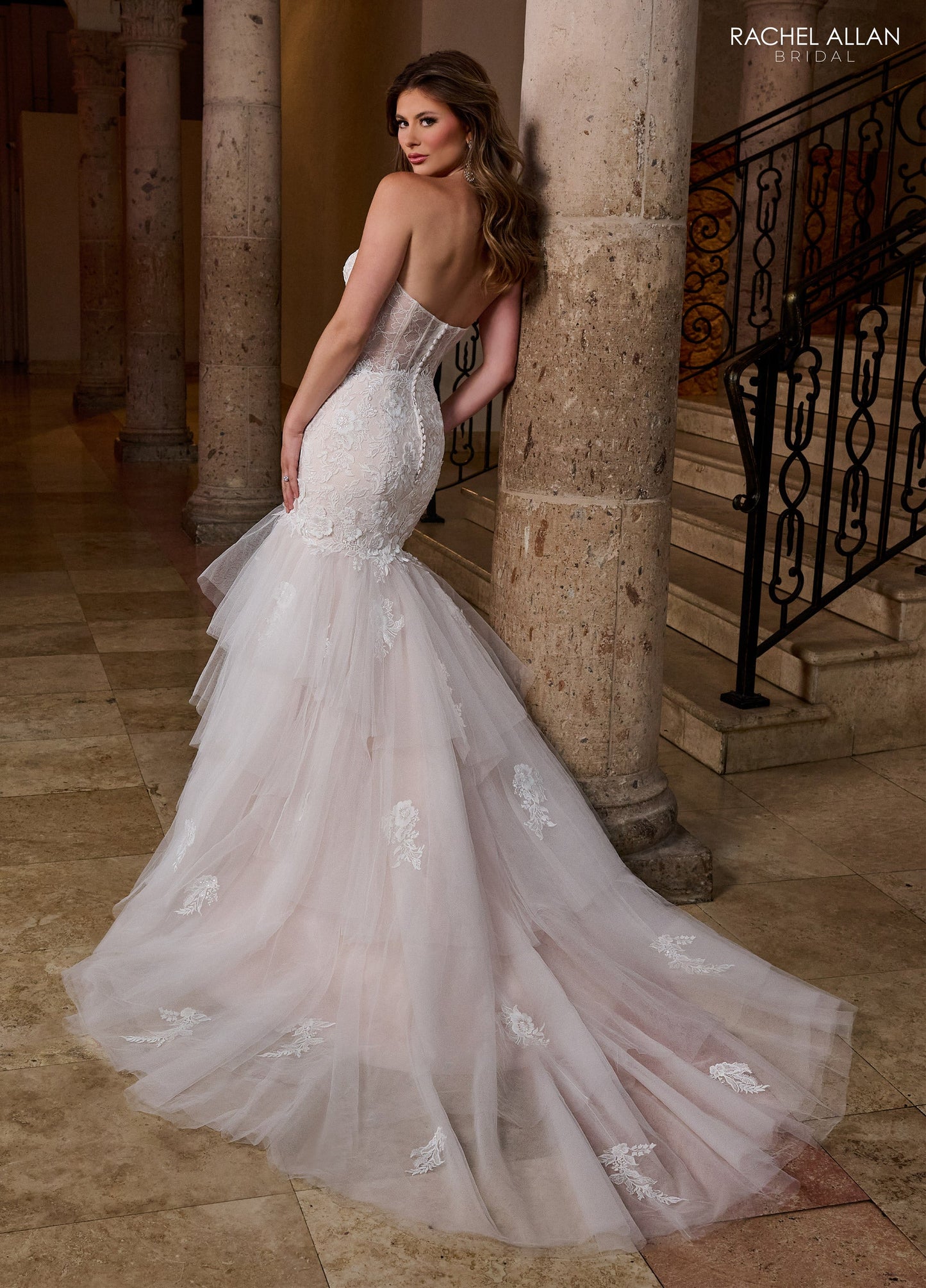 Wedding Dresses Long Mermaid 3D Floral Wedding Dress Ivory Pink Champagne