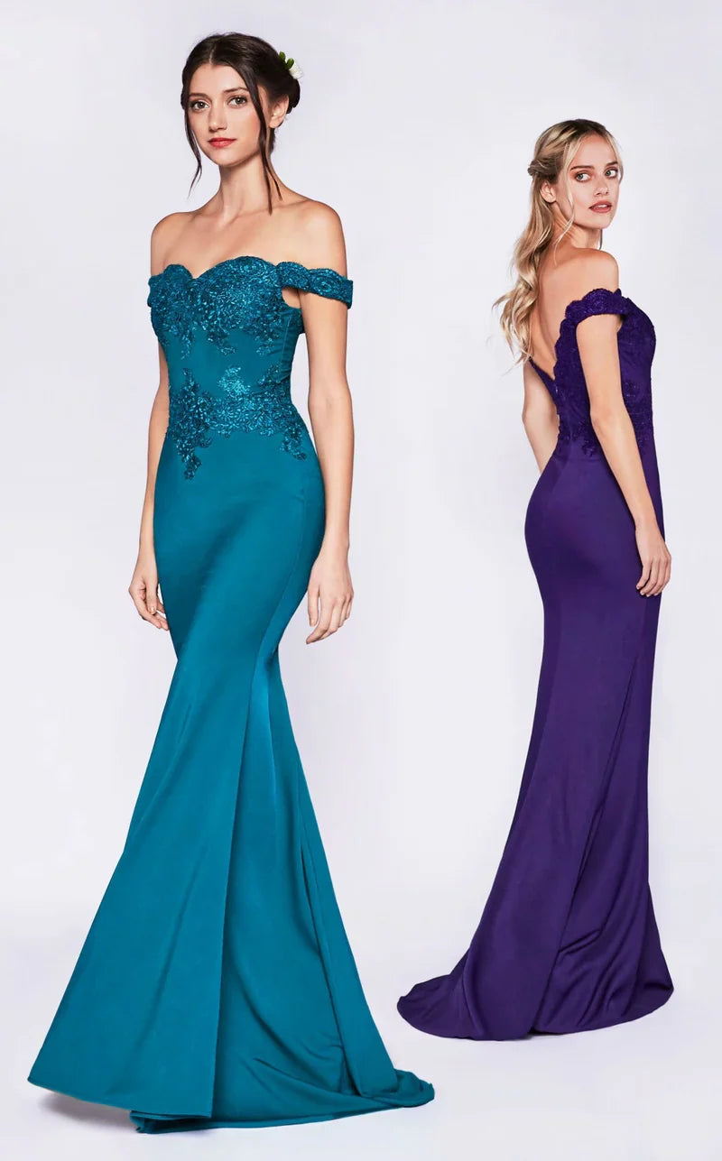 فستان LaDivine CF158 طويل مكشوف الكتفين رسمي للحفلات الراقصة