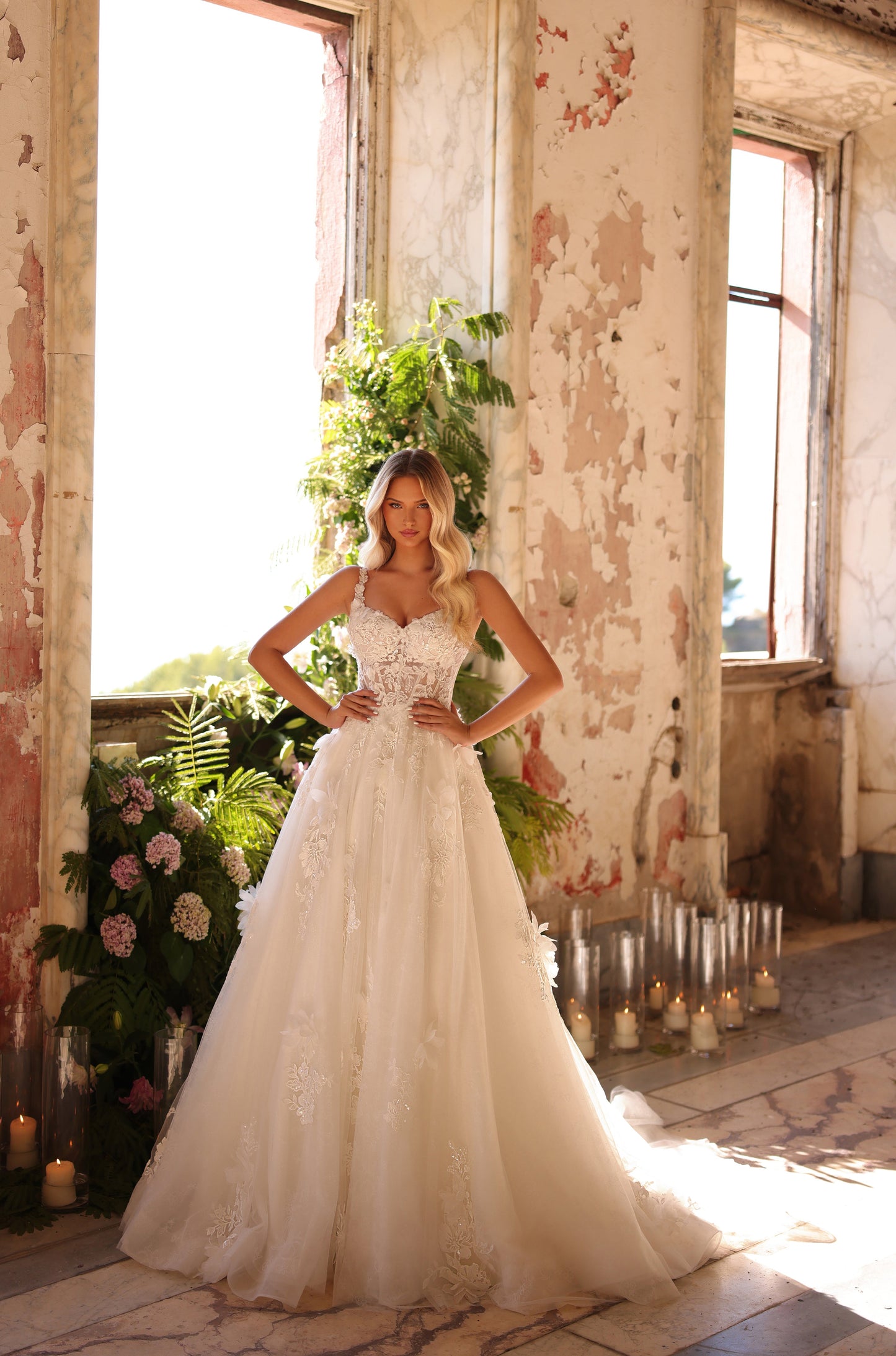 Wedding Dresses Long Bridal Gown A Line Lace Wedding Dress Ivory/Ivory