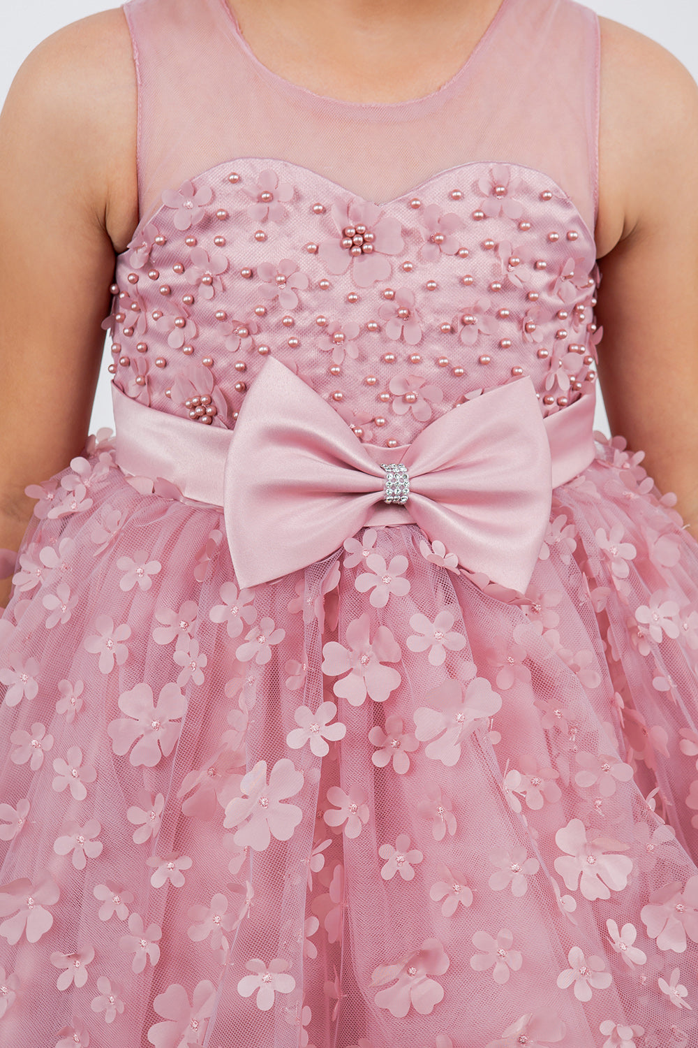 Flower Girl Dresses A Line 3D Floral High Low Flower Dress Dusty Pink