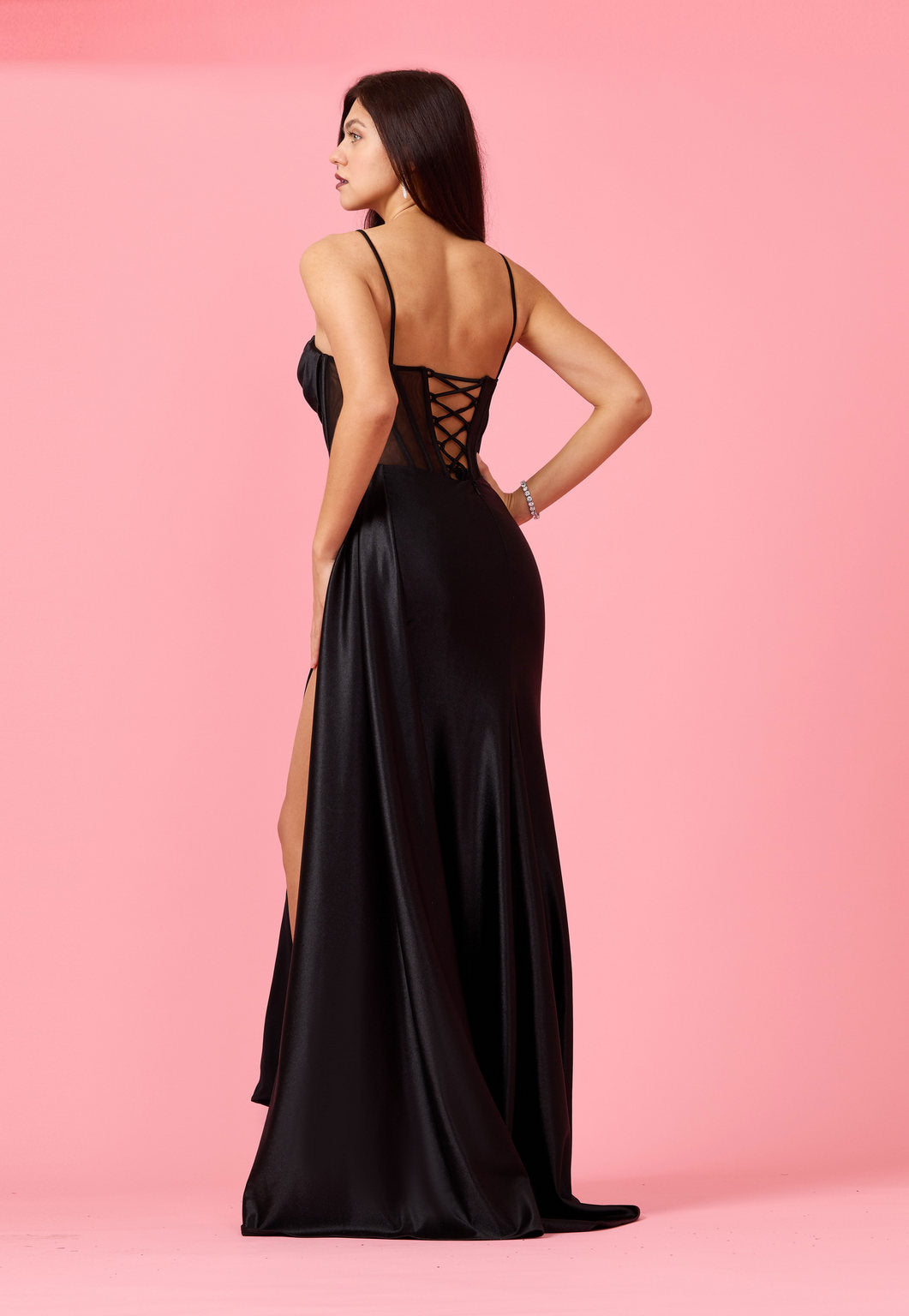 Prom Dresses Long Cowl Corset Formal Prom Dress Black