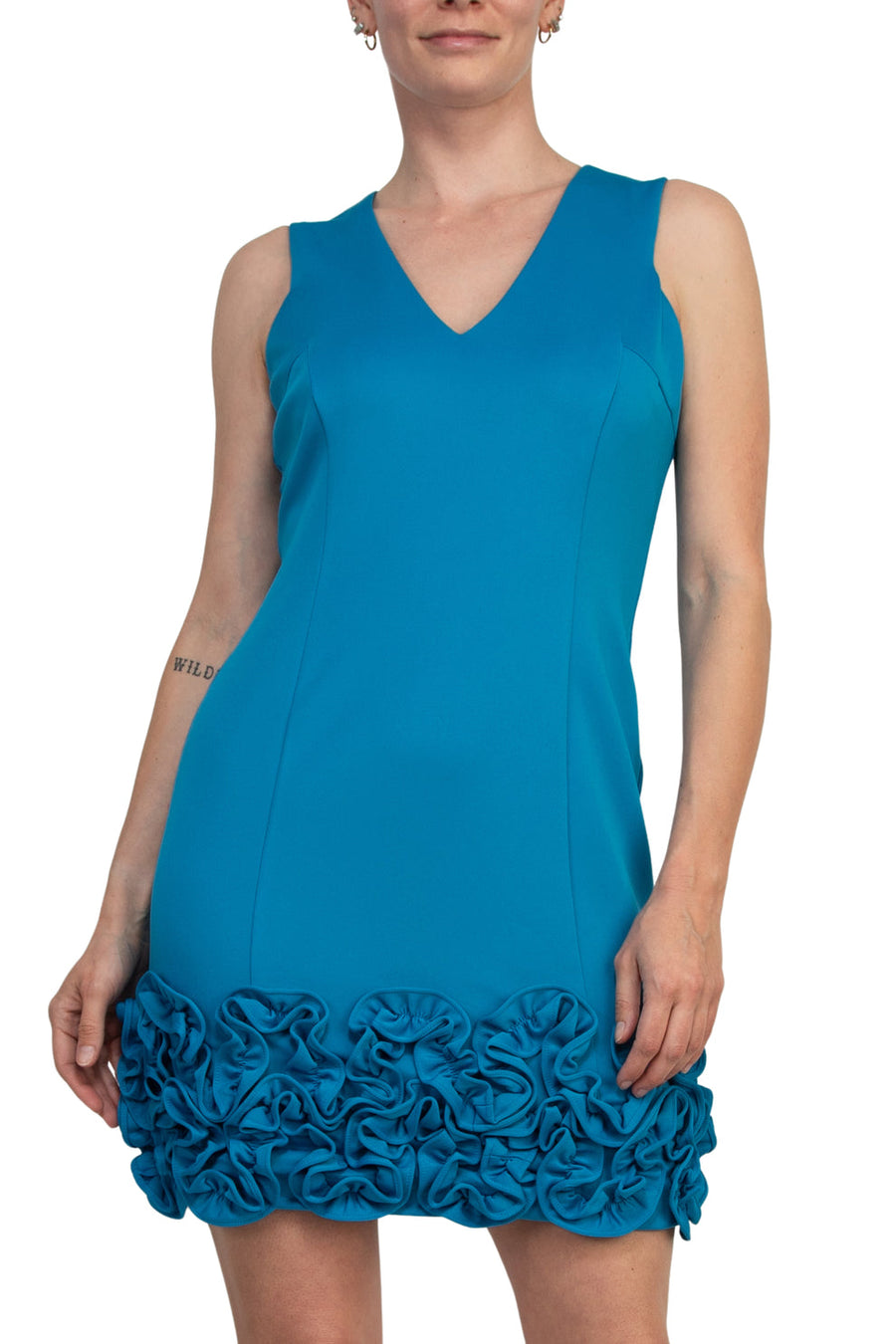 Cocktail Dresses Short Ruffle Fitted Cocktail Dress Cerulean