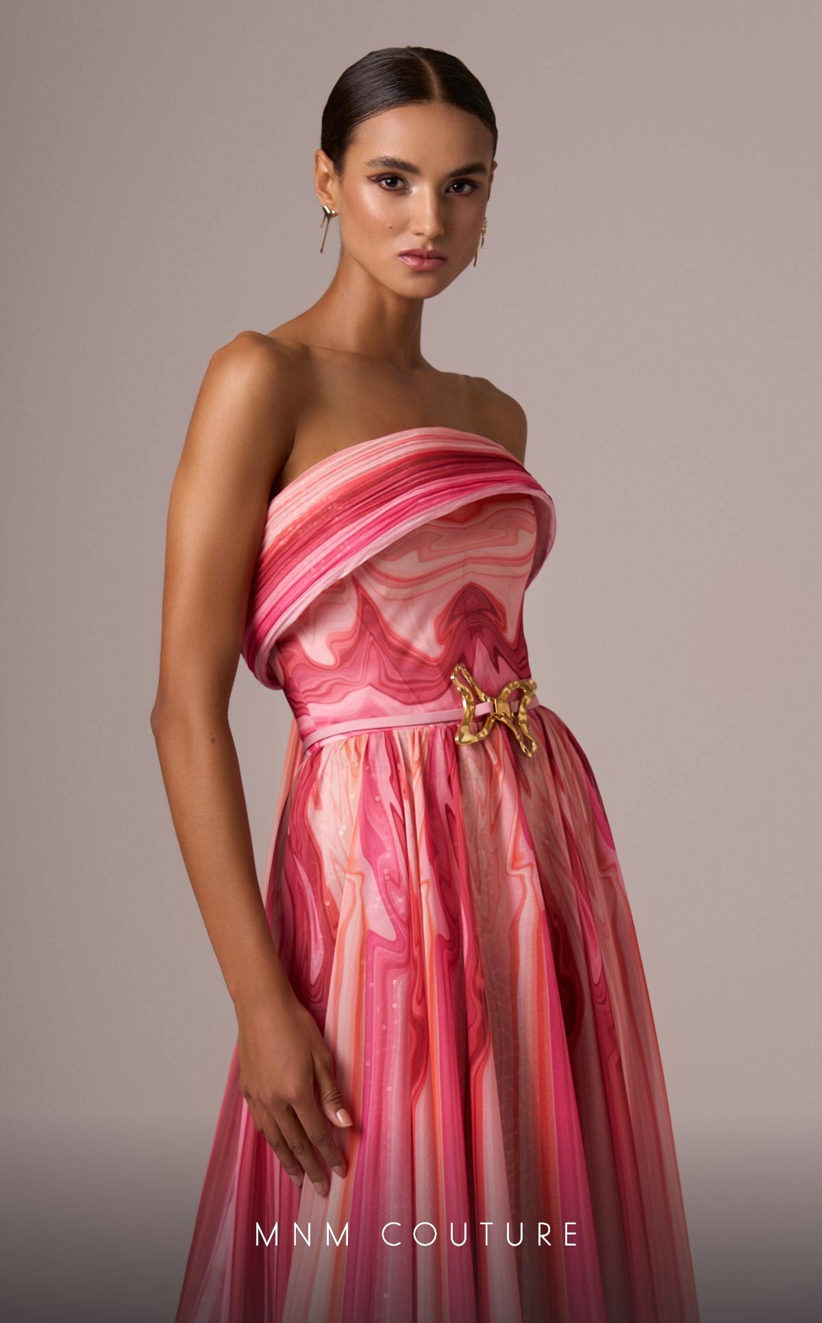 Prom Dresses Long A Line Prom Printed Formal Dress Pink