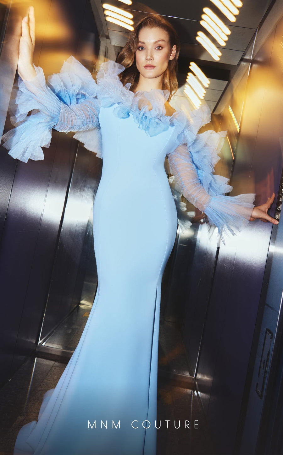 Formal Dresses Long Ruffle Mermaid Evening Formal Dress Ice blue