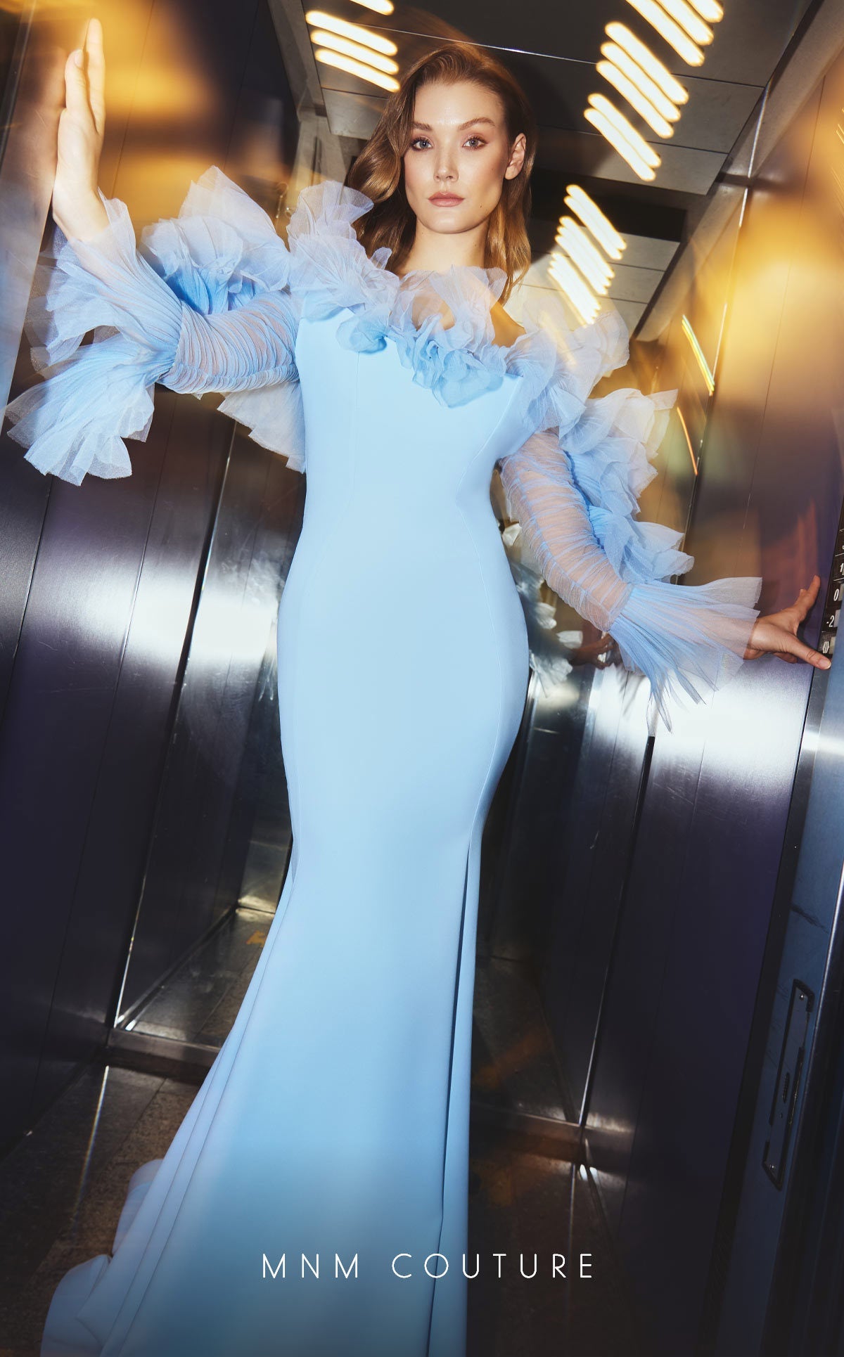 Formal Dresses Long Ruffle Mermaid Evening Formal Dress Ice blue