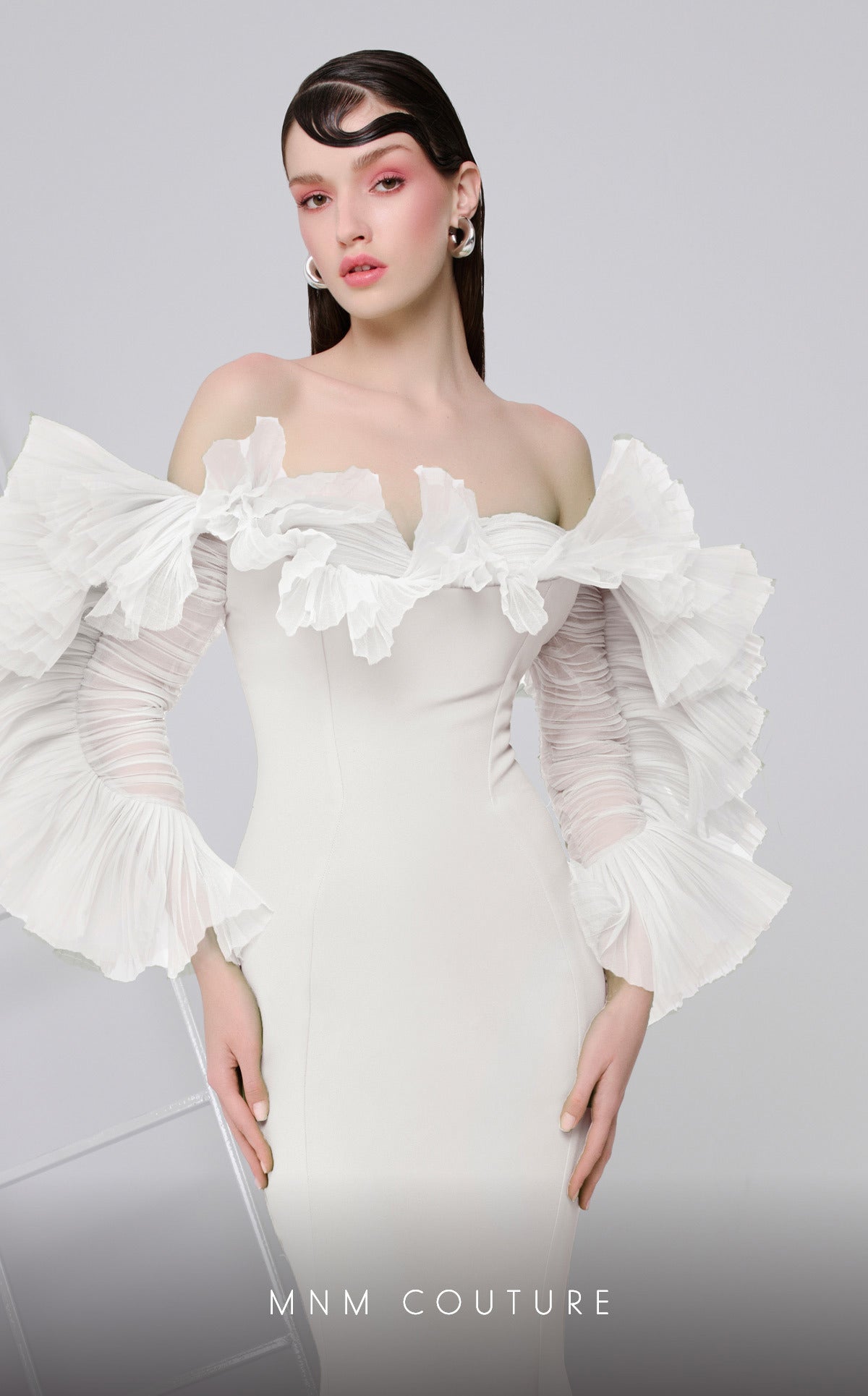 Formal Dresses Long Ruffle Mermaid Evening Formal Dress White