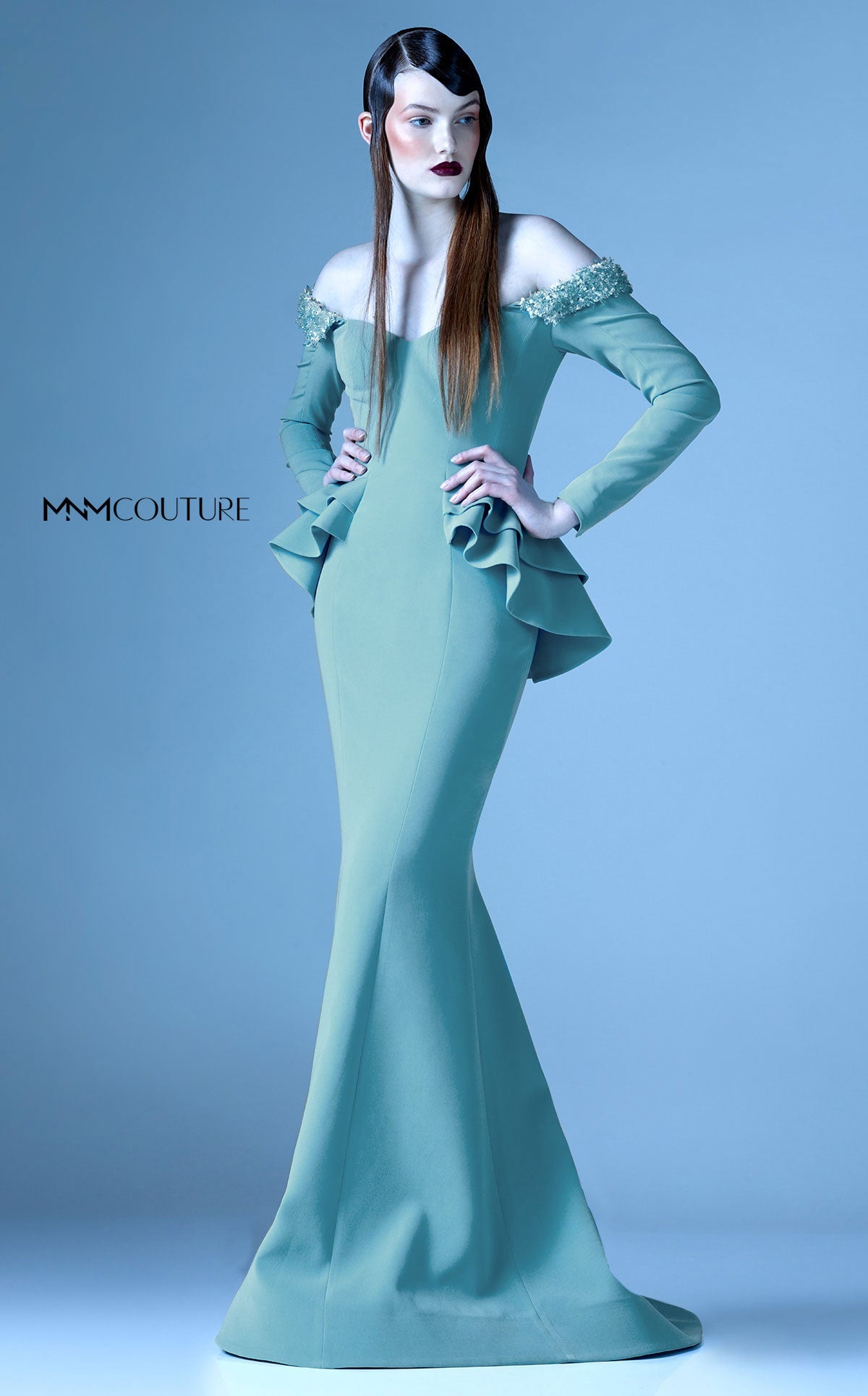 Formal Dresses Long Beaded Mermaid Layered Ruffle Formal Dress Green