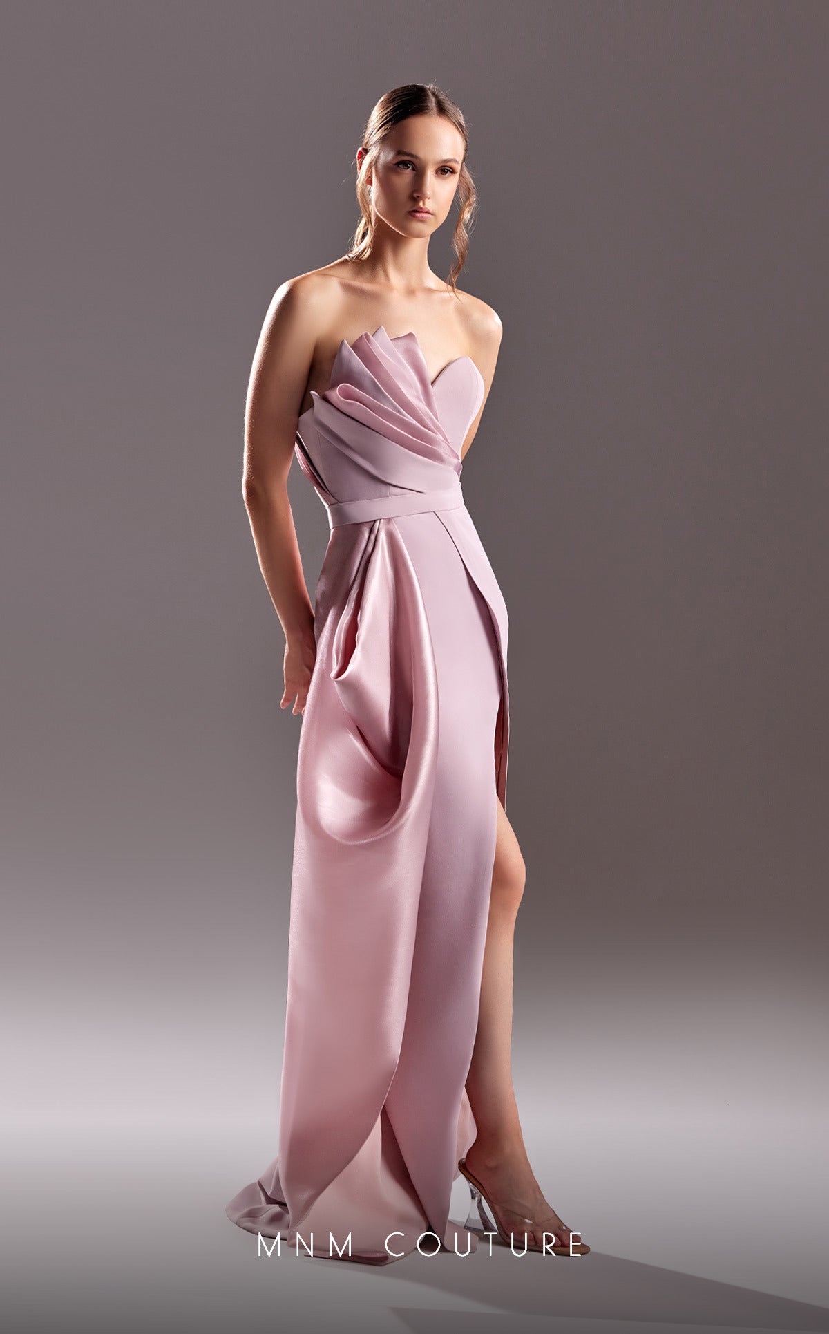 Formal Dresses Long Formal Pleated Slit Evening Dress Pink