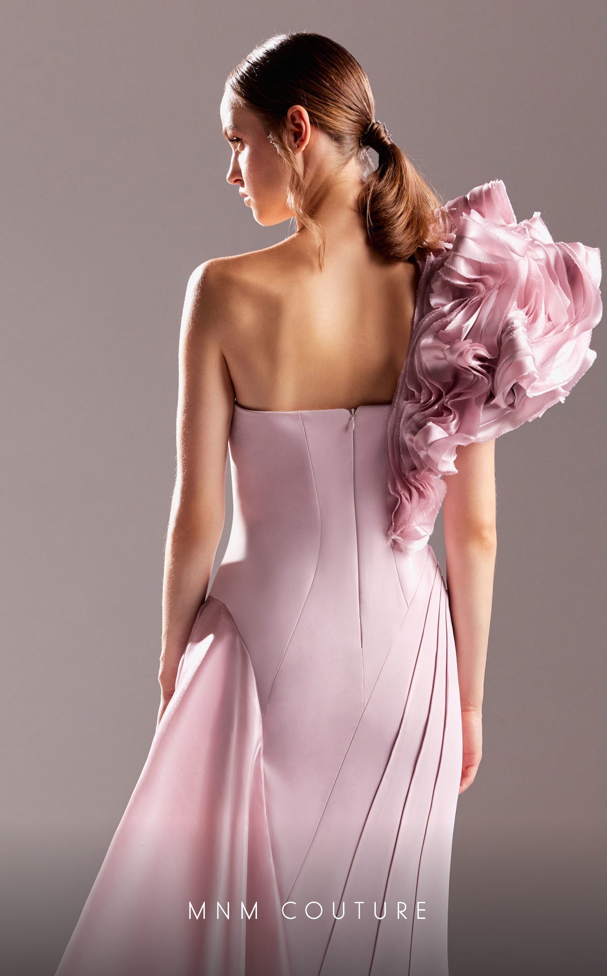 Formal Dresses A Line Long Ruffle Formal Dress Pink
