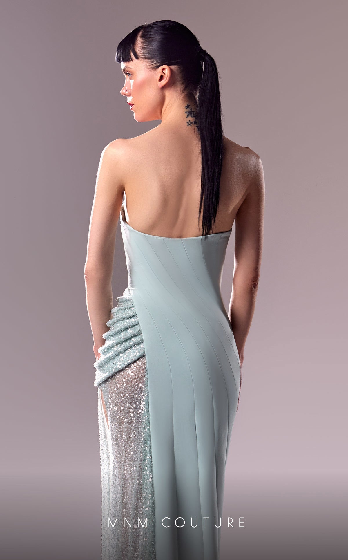 Prom Dresses Long Formal Beaded Mesh Prom Dress Blue