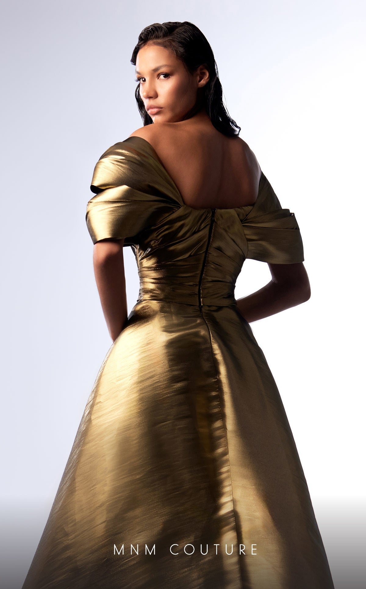 Formal Dresses Long Mermaid Metallic Overskirt Formal Dress Gold