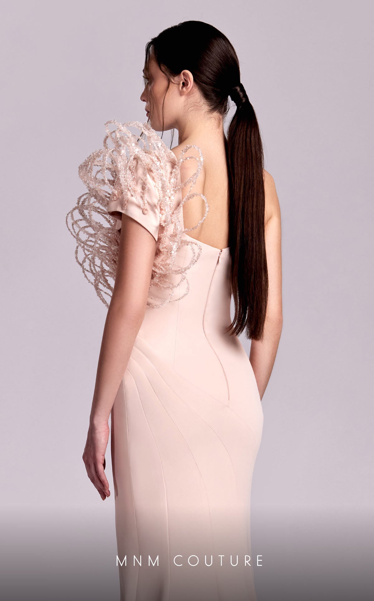 Prom Dresses Mermaid Long Formal 3D Ribbed Lace Prom Dress Salmon