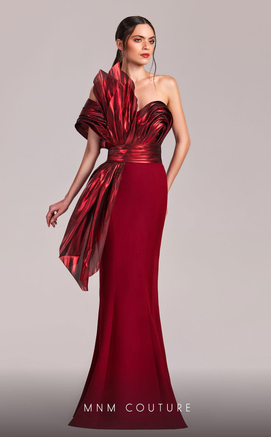 Formal Dresses Long Mermaid Formal Metallic Ruffle Evening Dress Burgundy