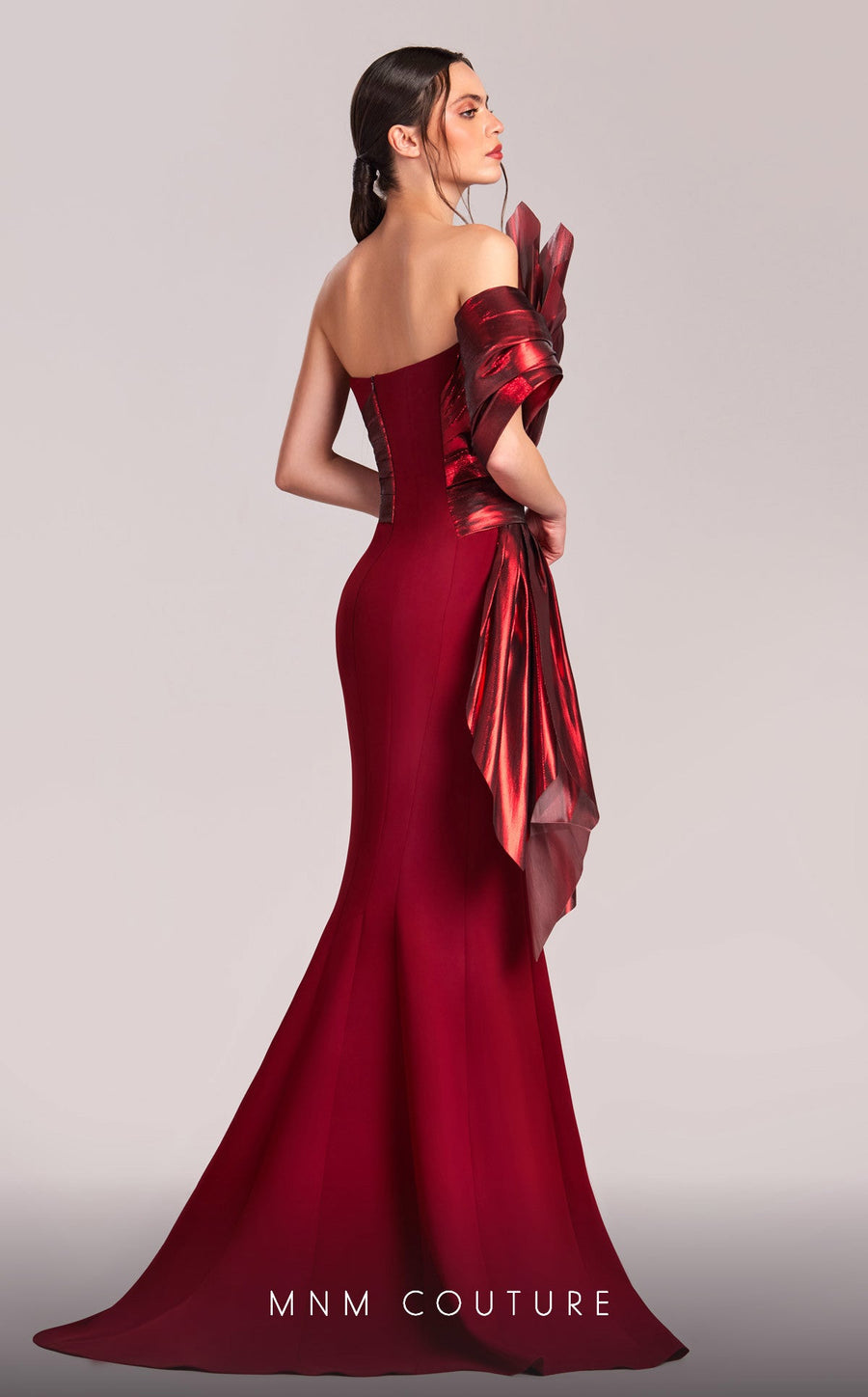 Formal Dresses Long Mermaid Formal Metallic Ruffle Evening Dress Burgundy