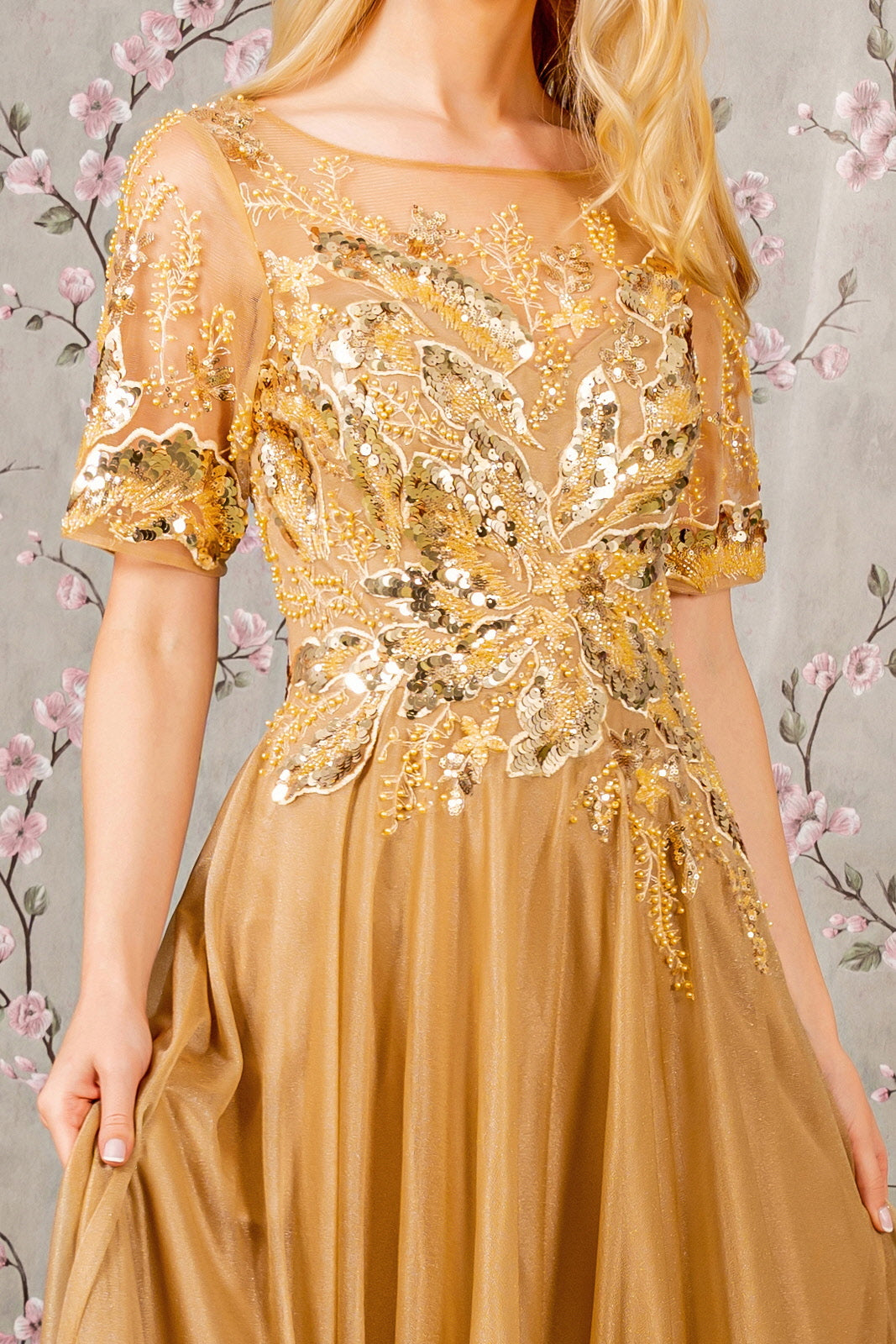 Mother of the Bride Dresses Metallic A line Long Mother of the Bride Dress Gold