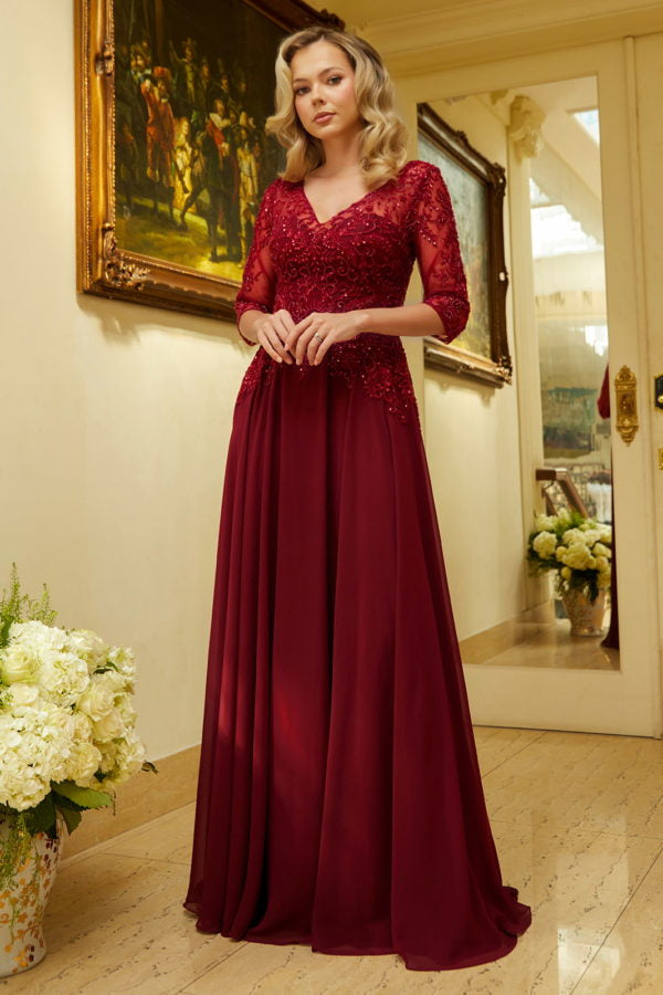 Mother of the Bride Dresses Formal Mother of the Bride Sequin Long Dress Burgundy