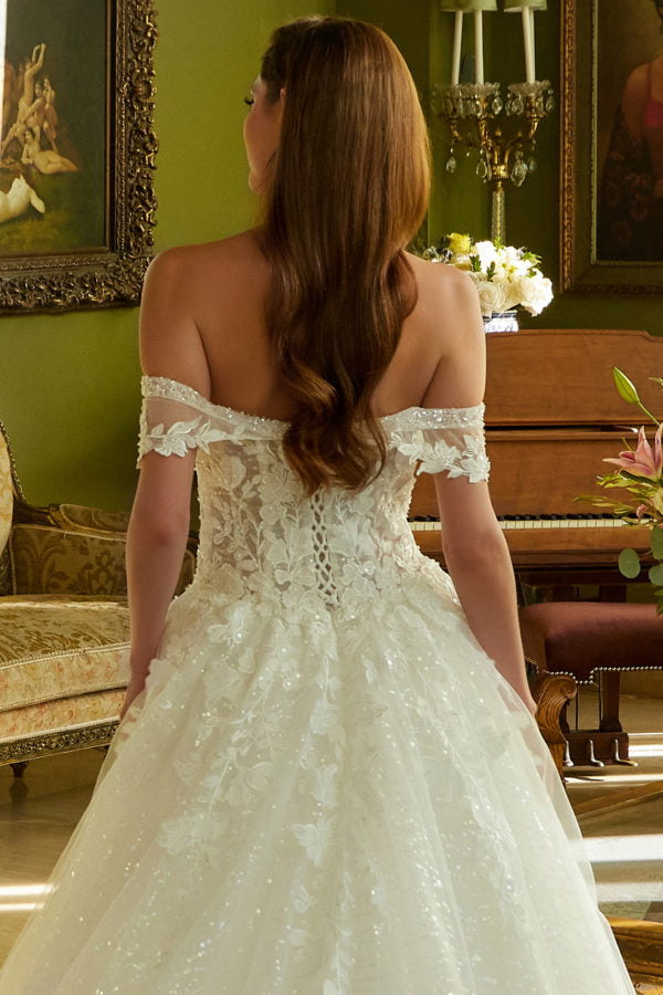 Wedding Dresses Long A Line Bridal Gown Beaded Sequin Wedding Dress Off White