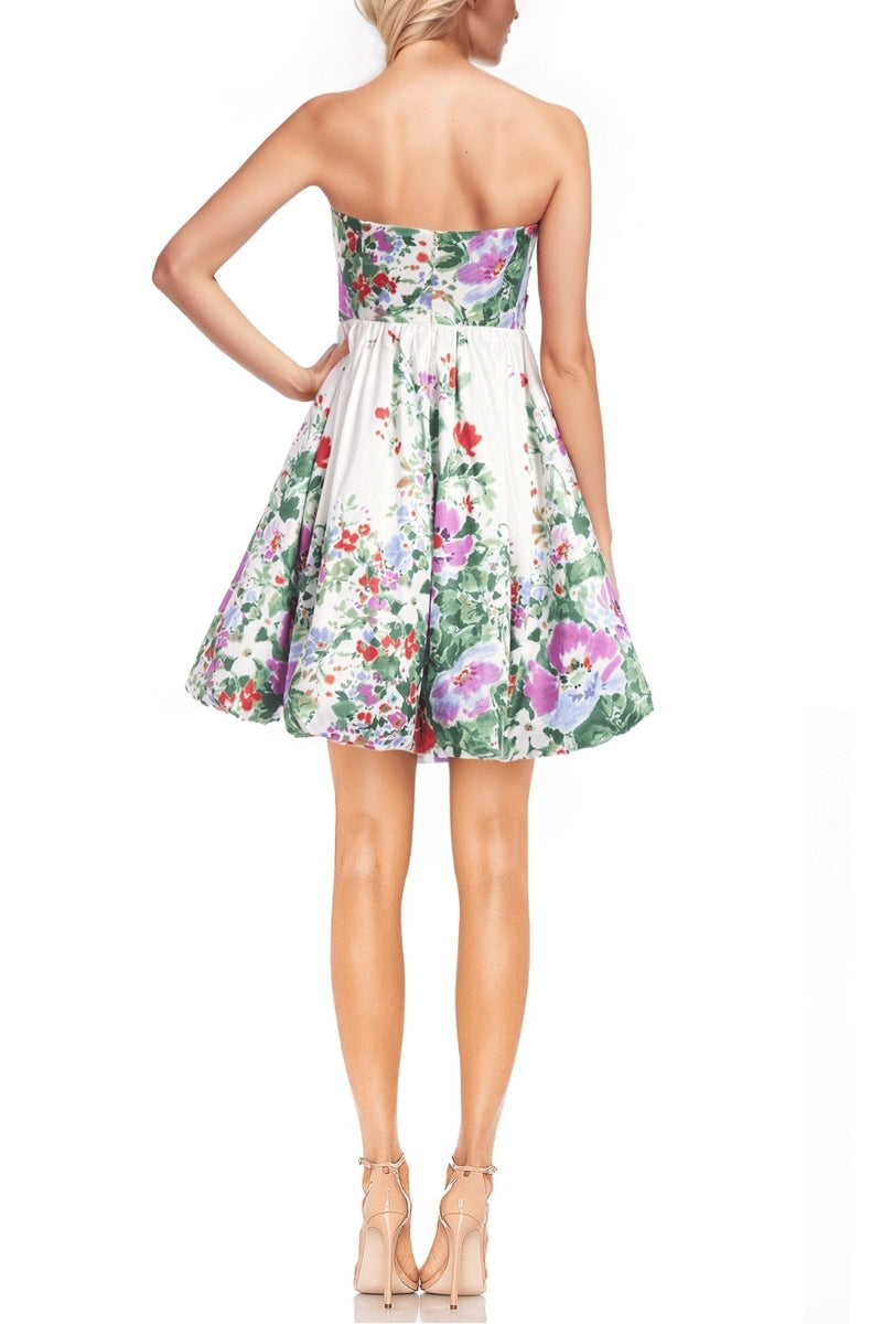 Cocktail Dresses Short A Line Floral Print Cocktail Mini Dress Green Multi