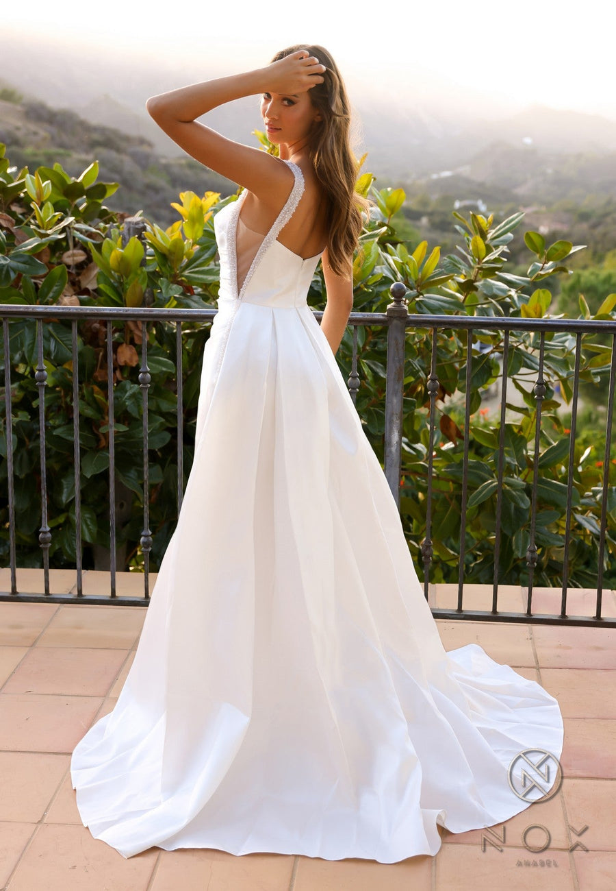 Wedding Dresses Fitted Long Beaded Wedding Dress White