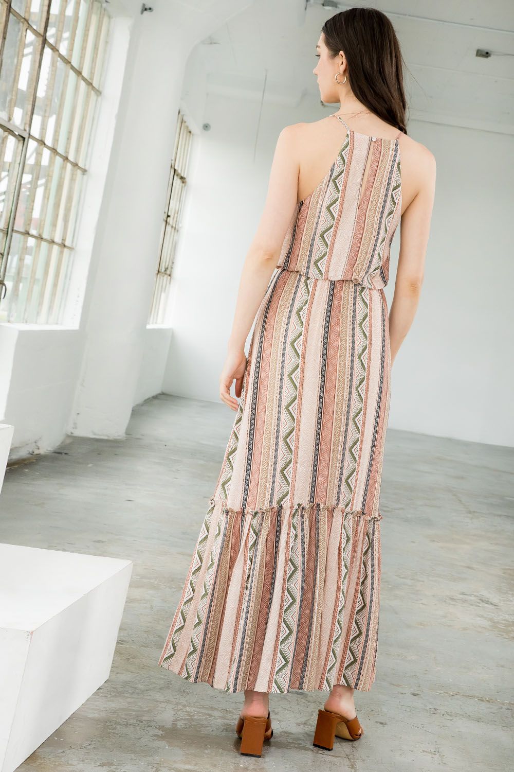 Cocktail Dresses Halter Print Maxi Dress Pink