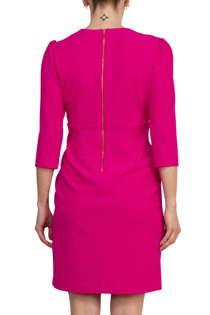 Cocktail Dresses Short Pleated Fitted Cocktail Dress Hot Pink