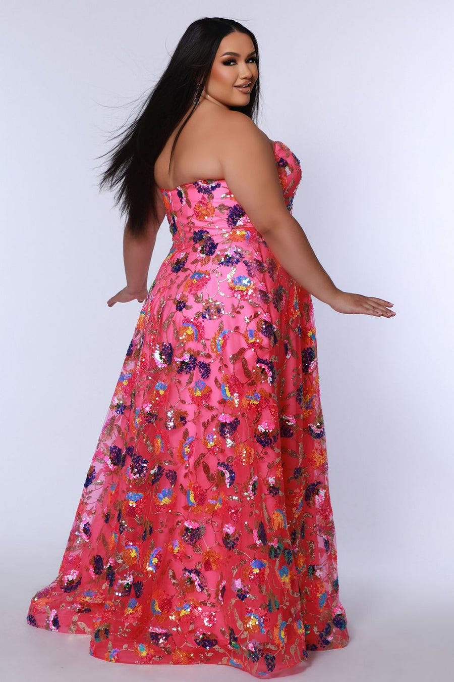 Plus Size Dresses Long A Line Plus Size Floral Formal Prom Dress Bubblegum