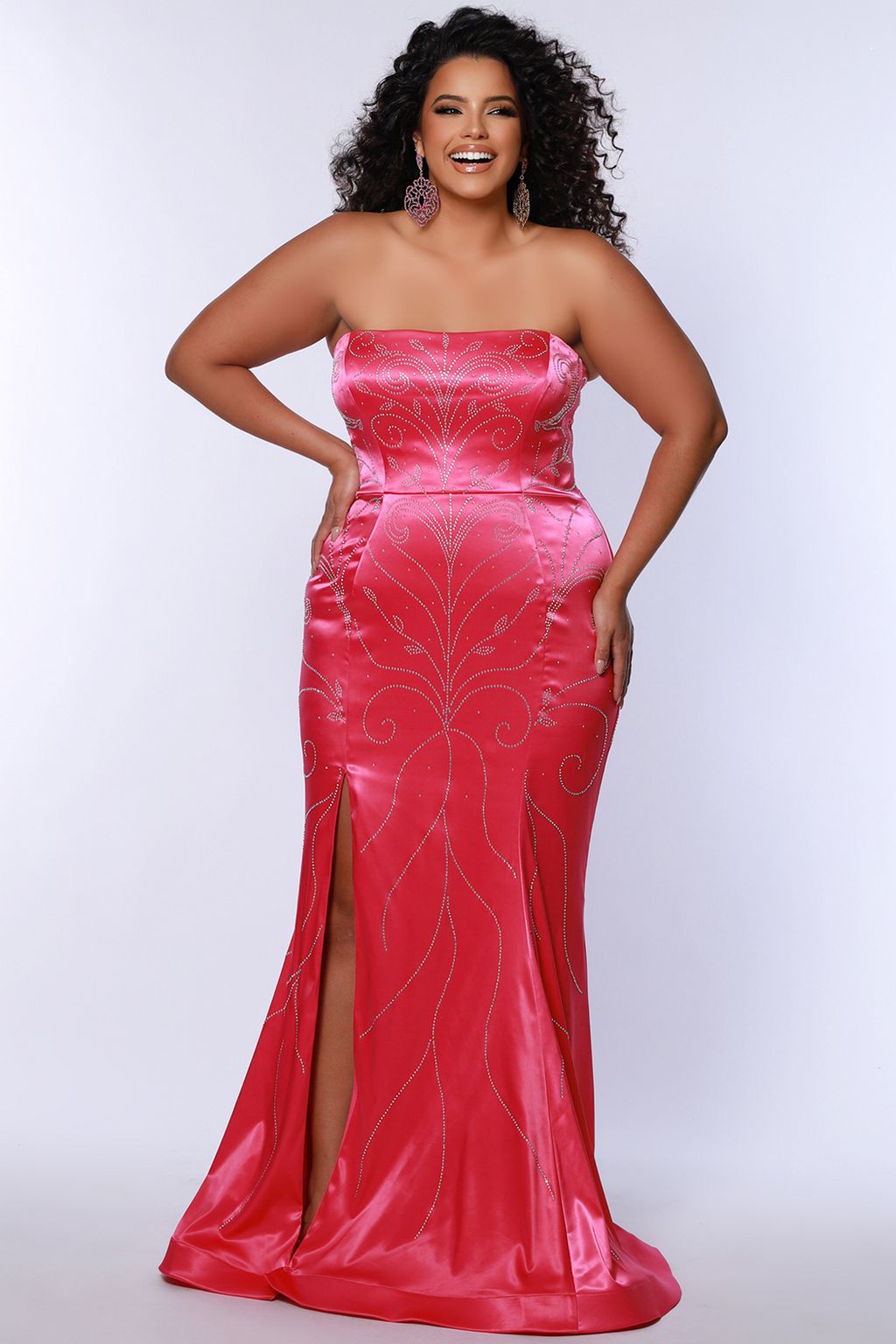 Plus Size Dresses Plus Size Fitted Long Mermaid Formal Prom Dress  Fuchsia