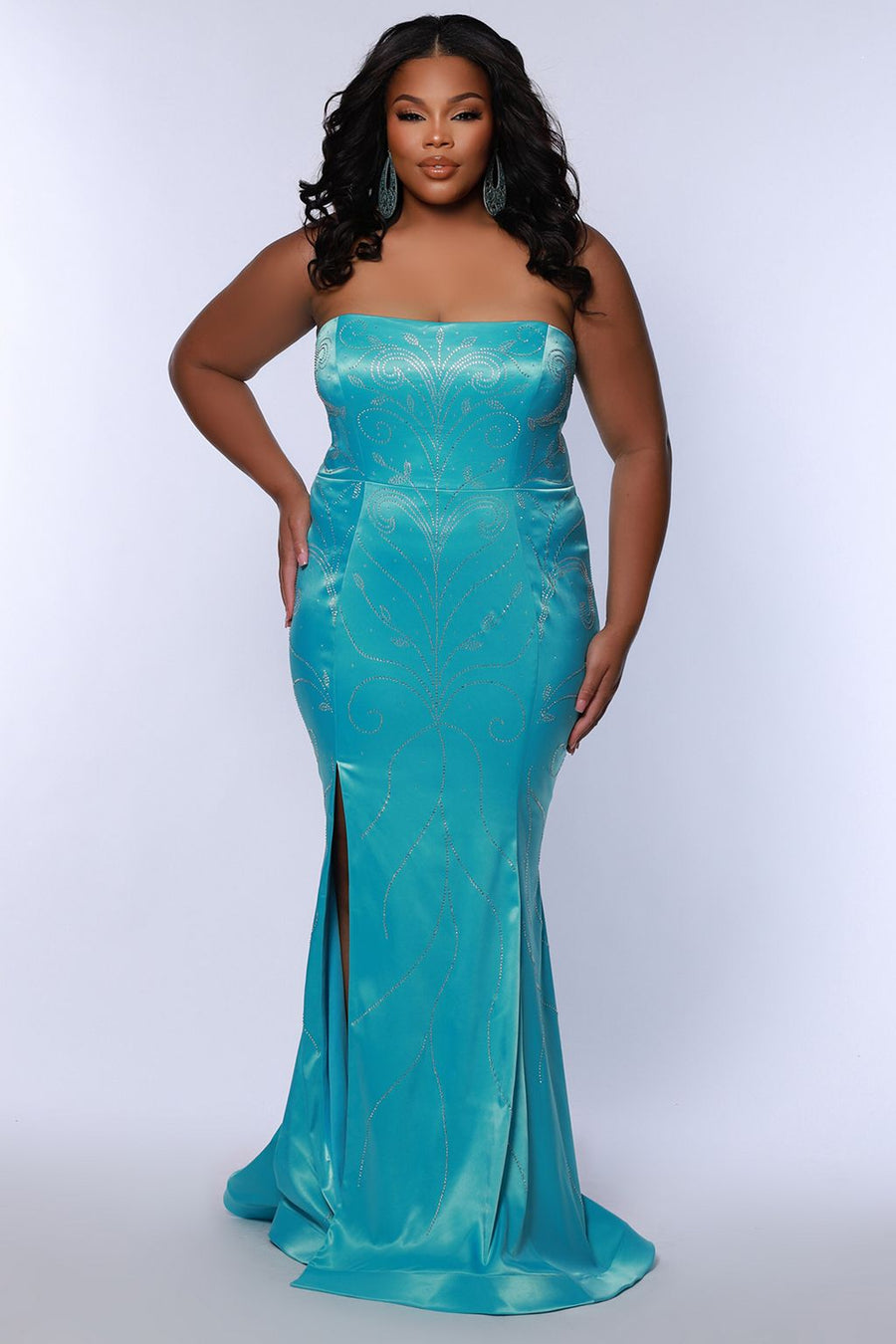 Plus Size Dresses Plus Size Fitted Long Mermaid Formal Prom Dress  Aqua