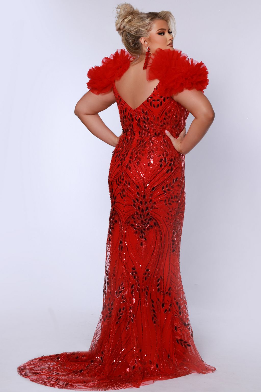 Plus Size Dresses Prom Long Sequin Formal Plus Size Dress Scarlet