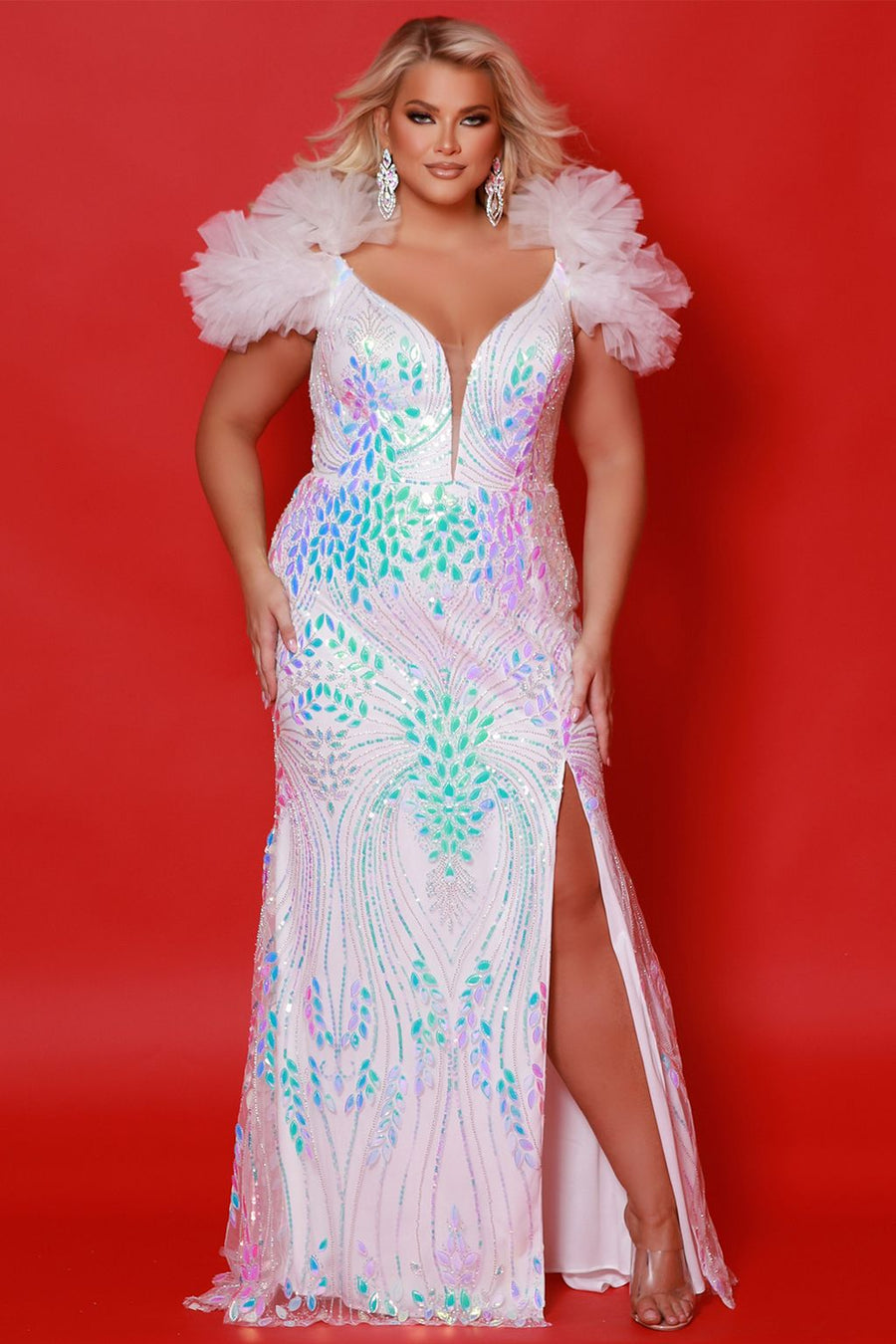 Plus Size Dresses Prom Long Sequin Formal Plus Size Dress Unicorn