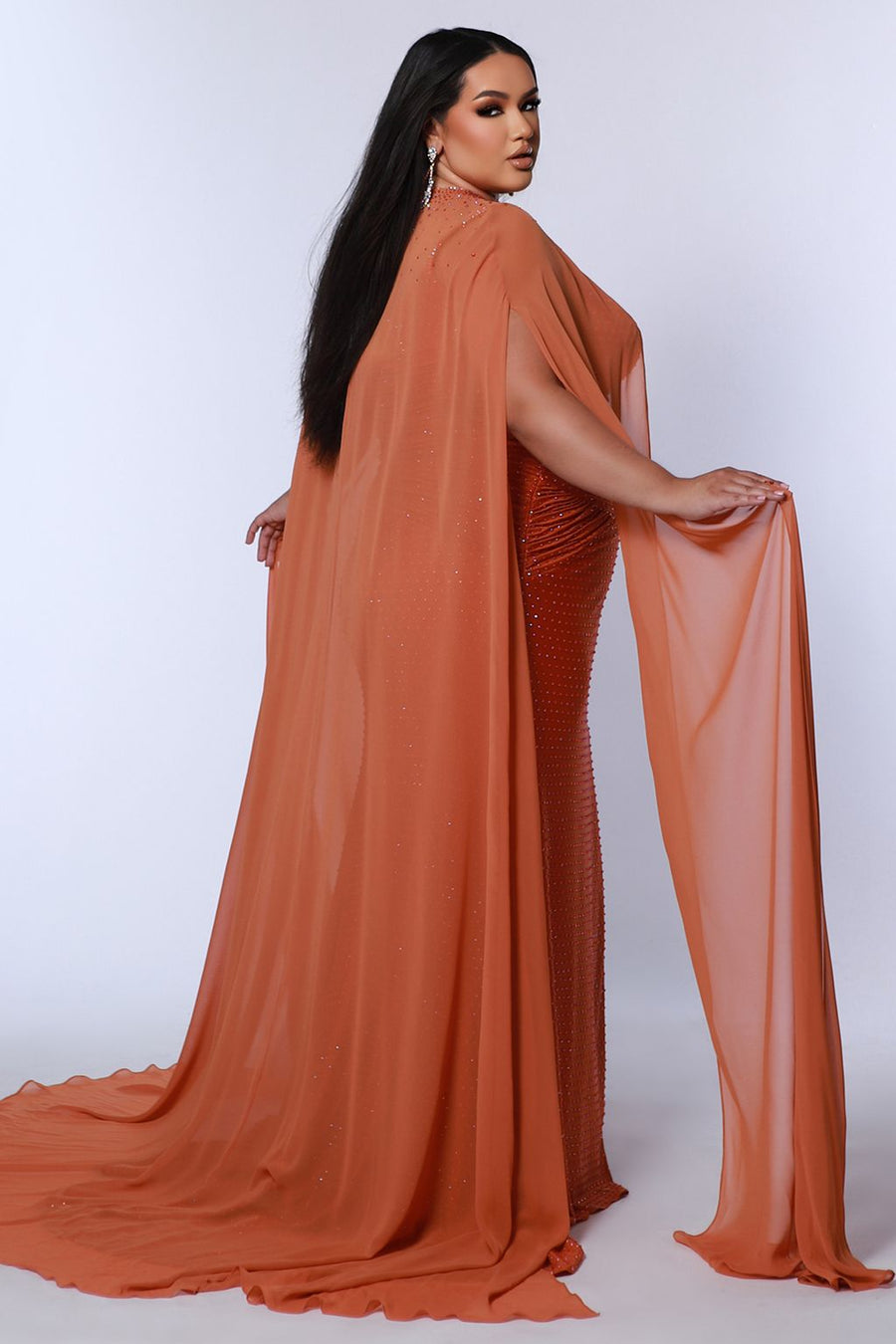 Plus Size Dresses Fitted Long Slit Ruched Plus Size Prom Dress Spice