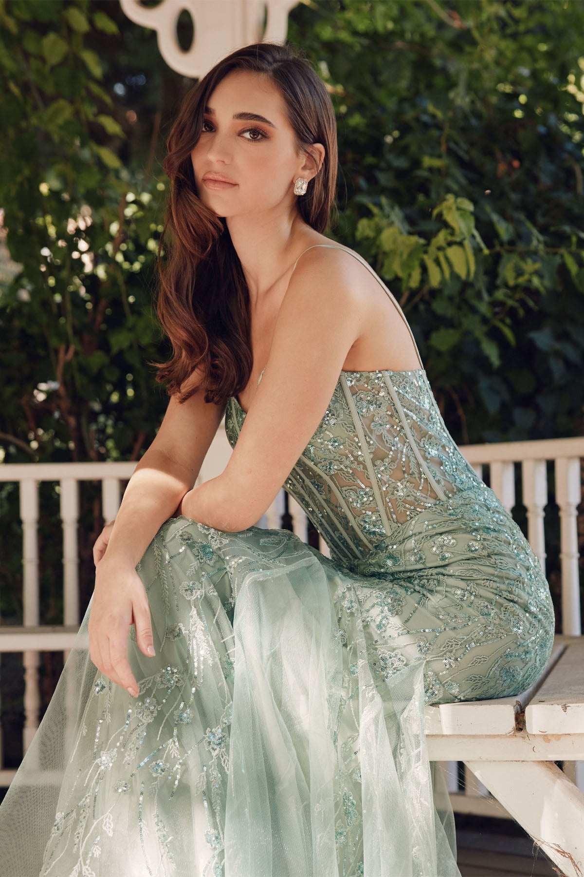 Prom Dresses Corset Boning Mermaid Formal Long Prom Dress Sage Green