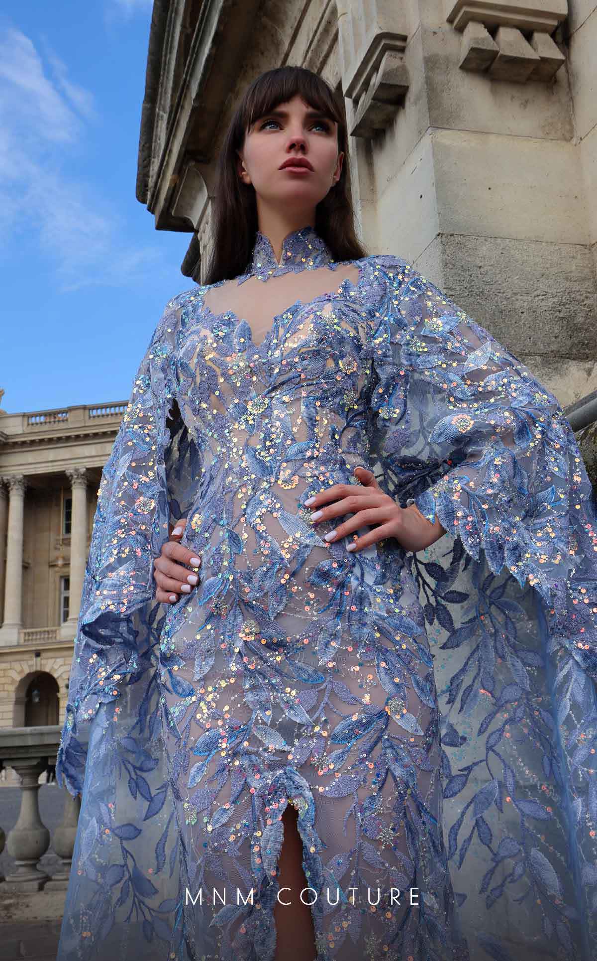 Formal Dresses Long Beaded Slit Formal Evening Dress Blue