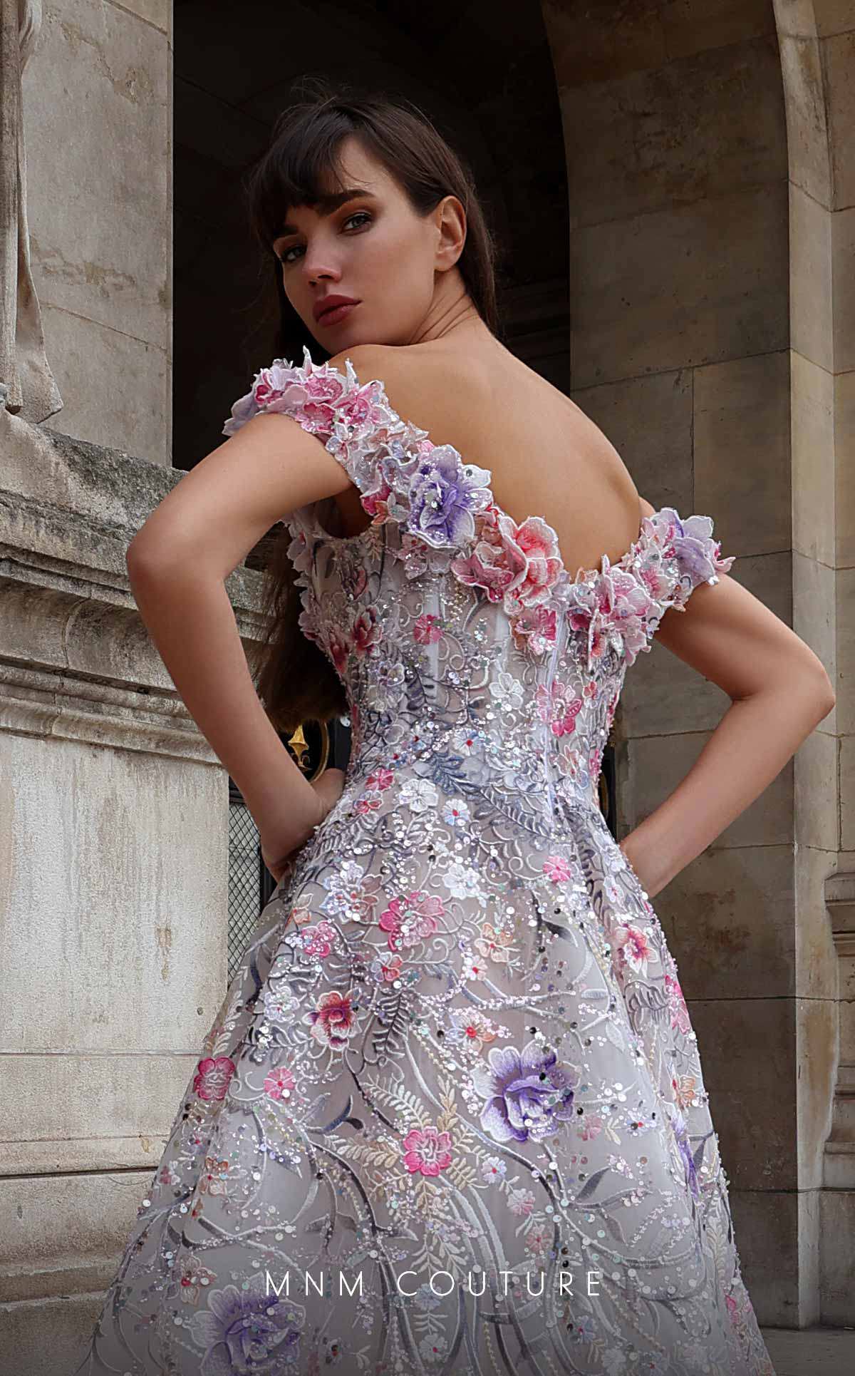 Formal Dresses Long Beaded A Line Floral Formal Dress  White