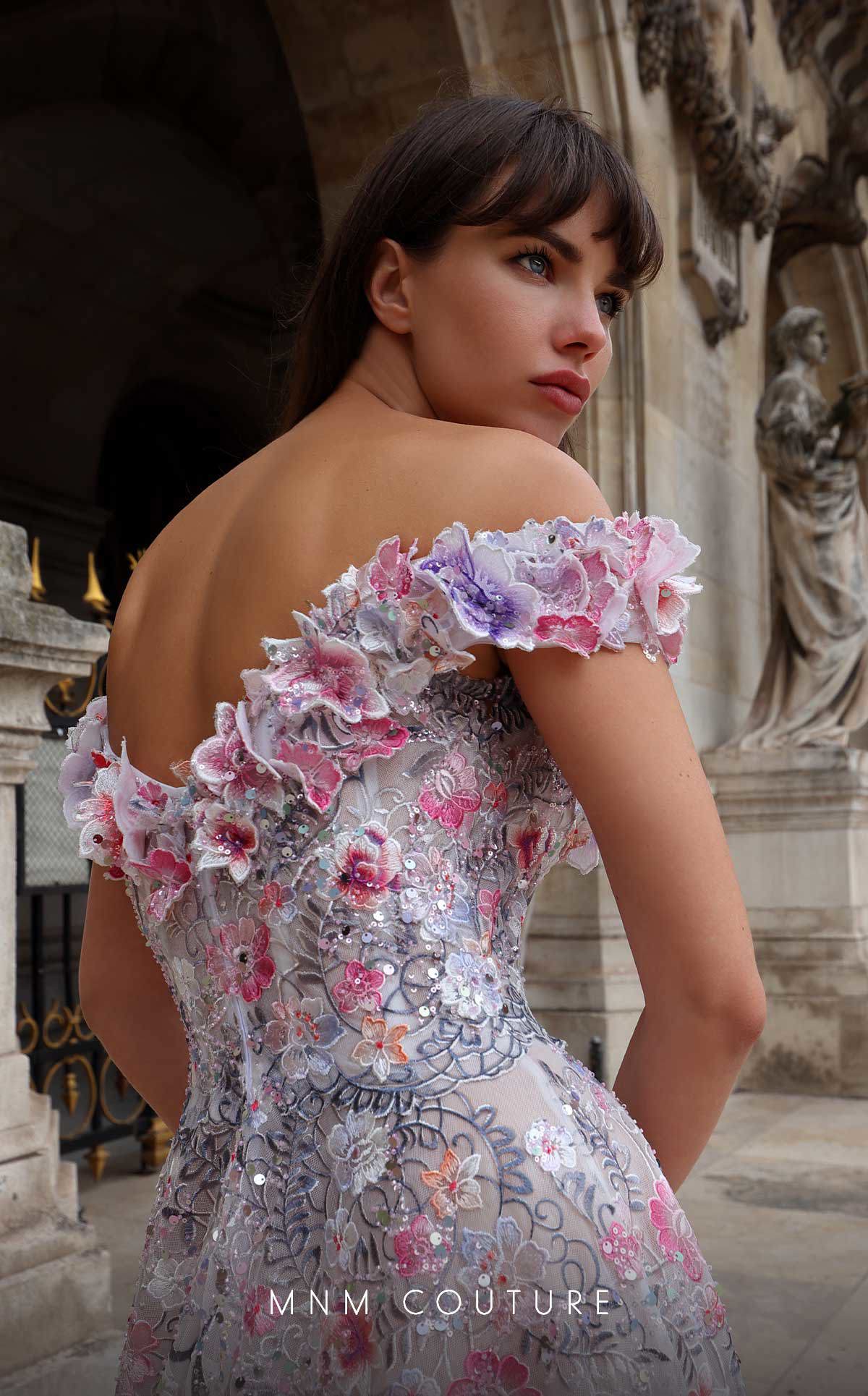 Formal Dresses Long Beaded A Line Floral Formal Dress  White