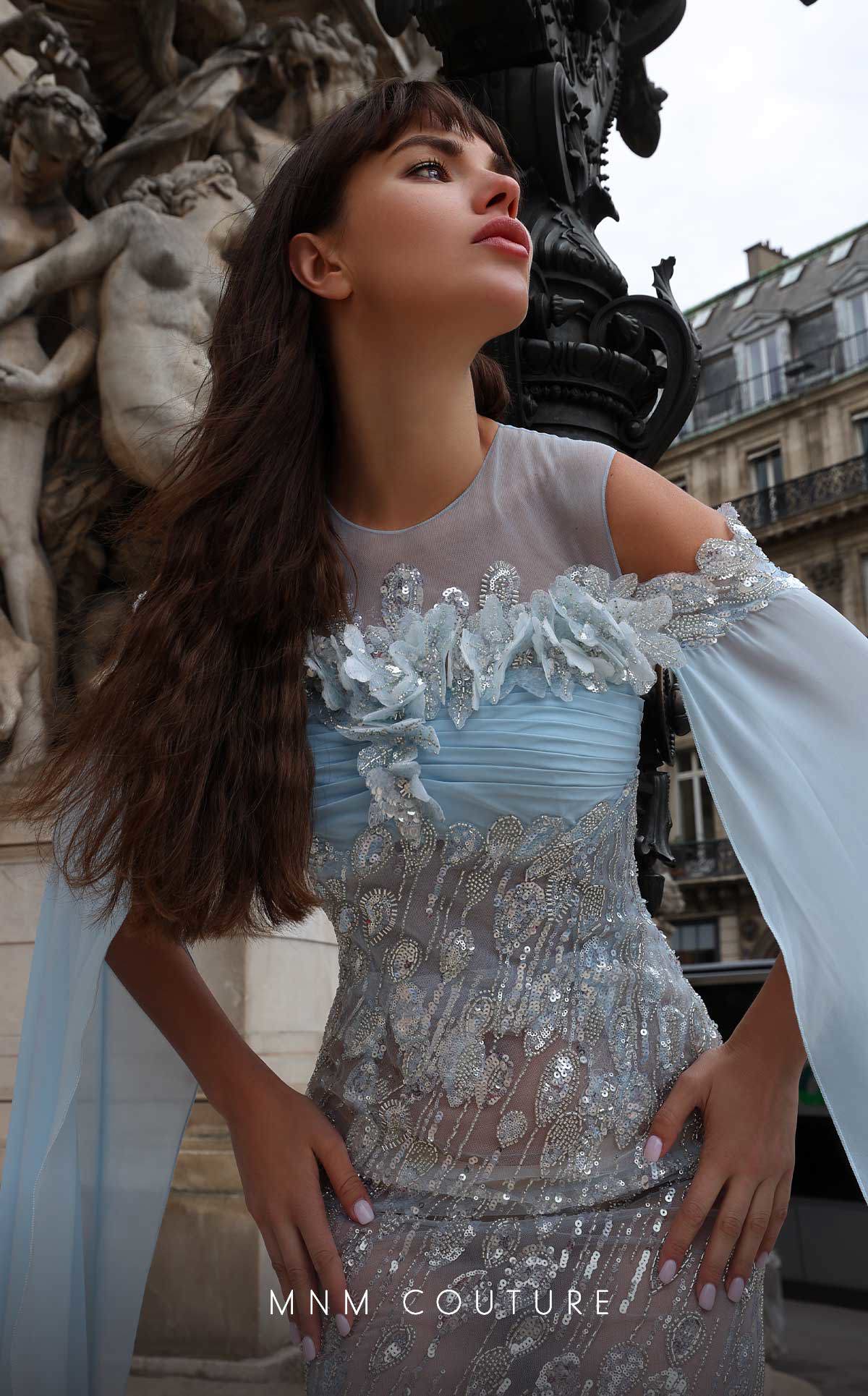 Formal Dresses Long Formal Fitted Sequin Dress Light Blue