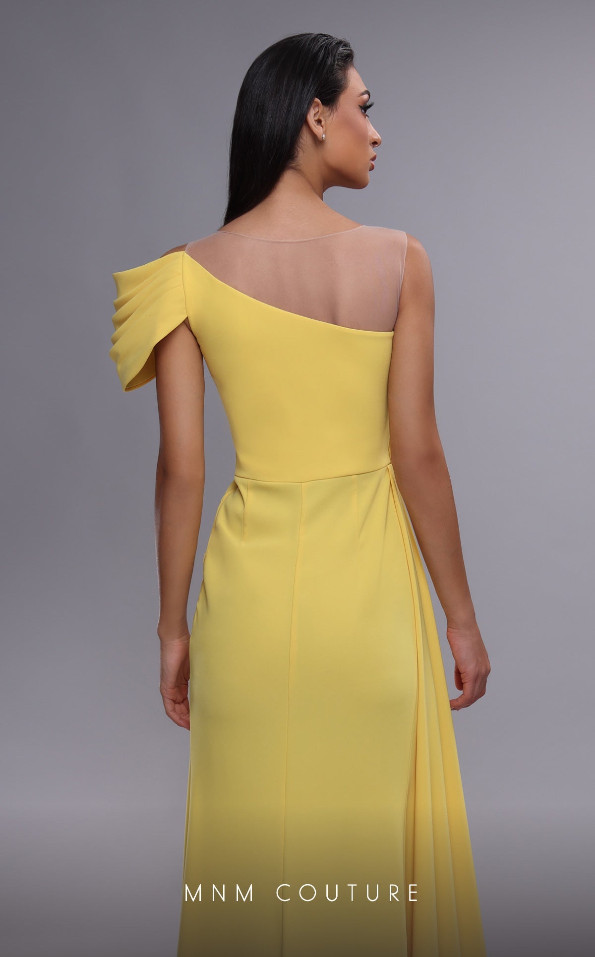 Formal Dresses Long Formal Pleated High Slit Evening Dress Yellow