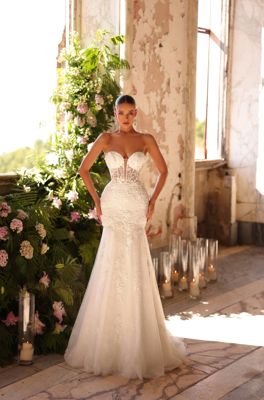 Wedding Dresses Long Mermaid Lace Corset Wedding Dress Ivory/Ivory