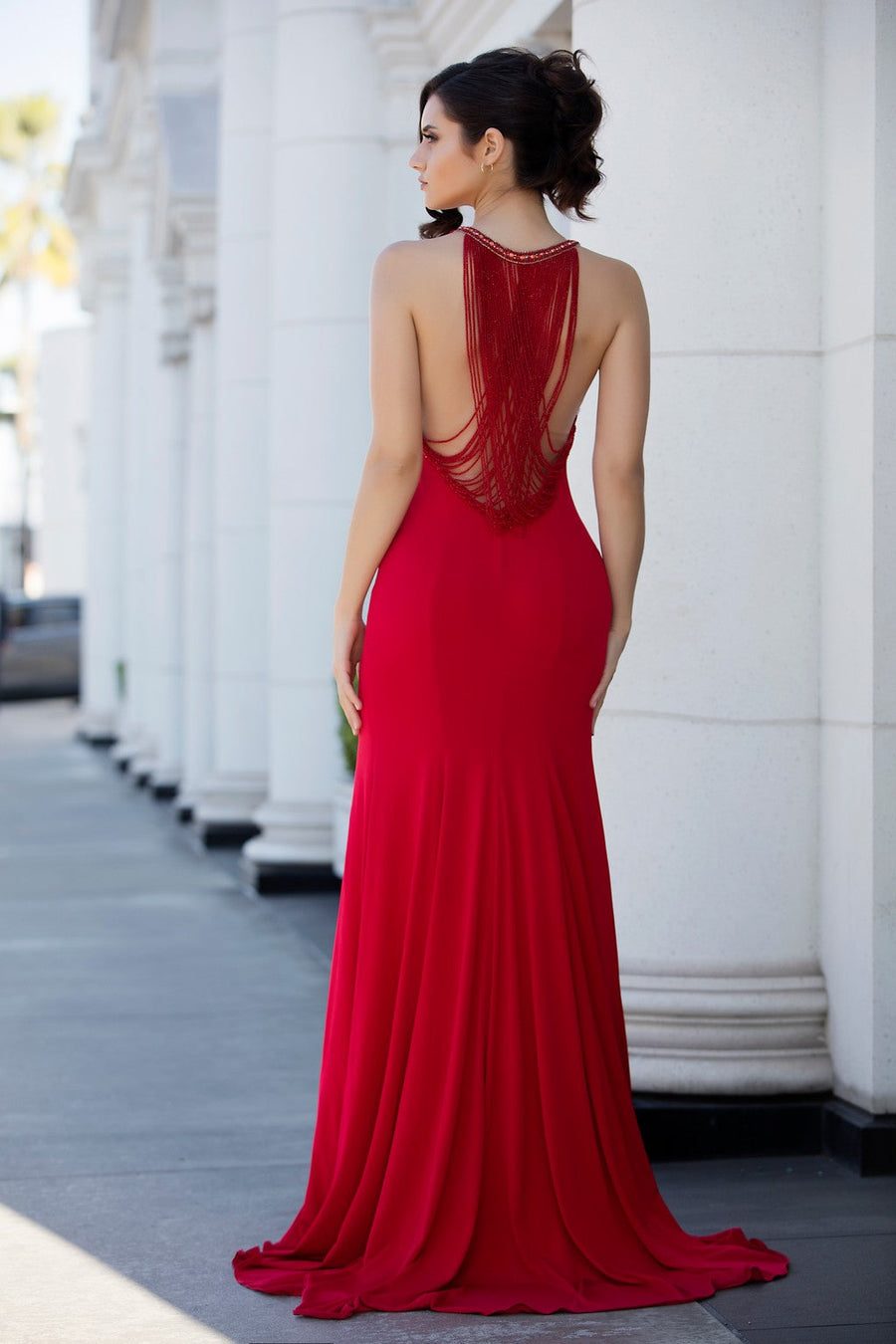 Prom Dresses Fitted Long Formal Silt Prom Dress Red