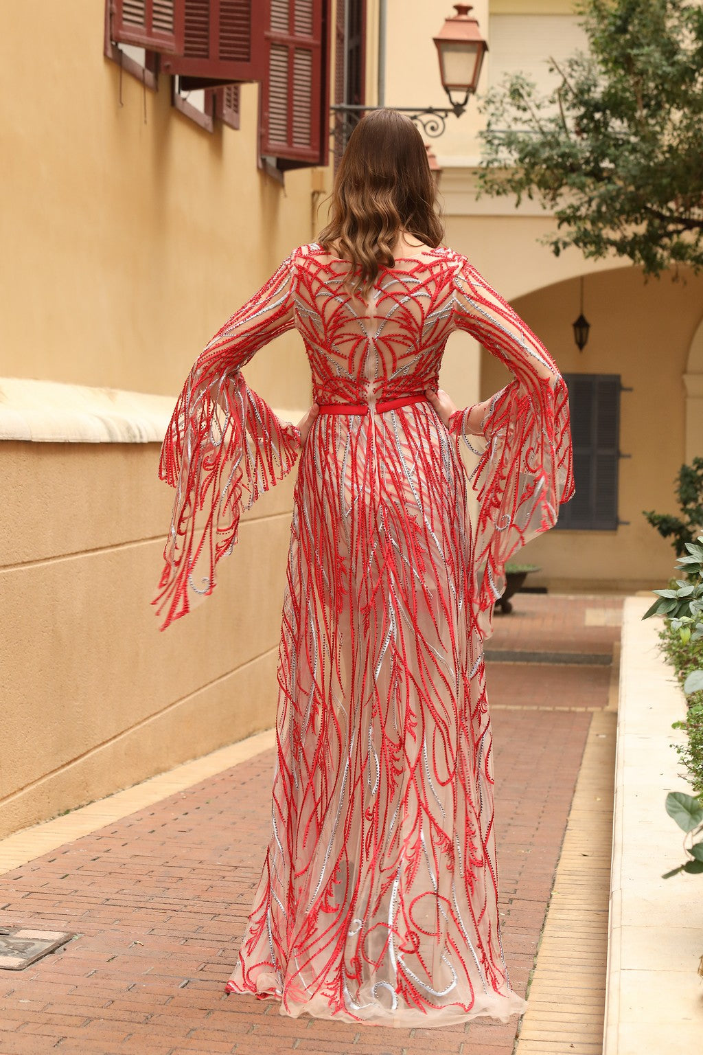 Cocktail Dresses Short Pattern Cocktail Dress Beige Red