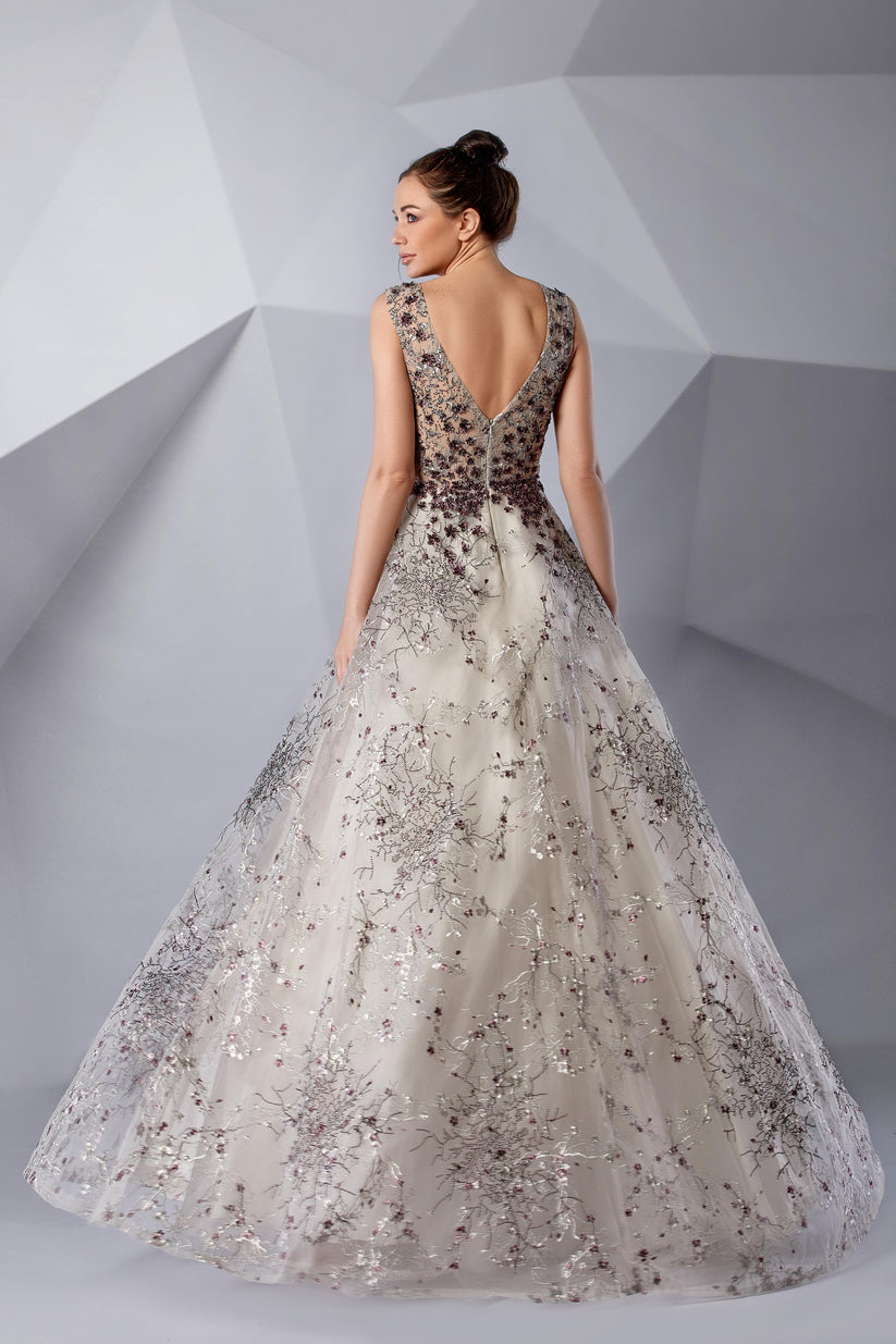 Formal Dresses Long Formal Evening Dress Sand Shell/Red