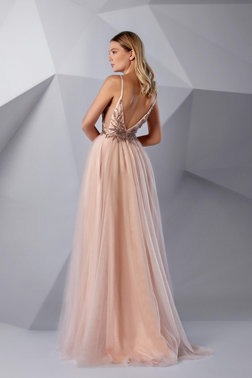 Prom Dresses Long Formal A Line Beaded Prom Dress Rose Dust