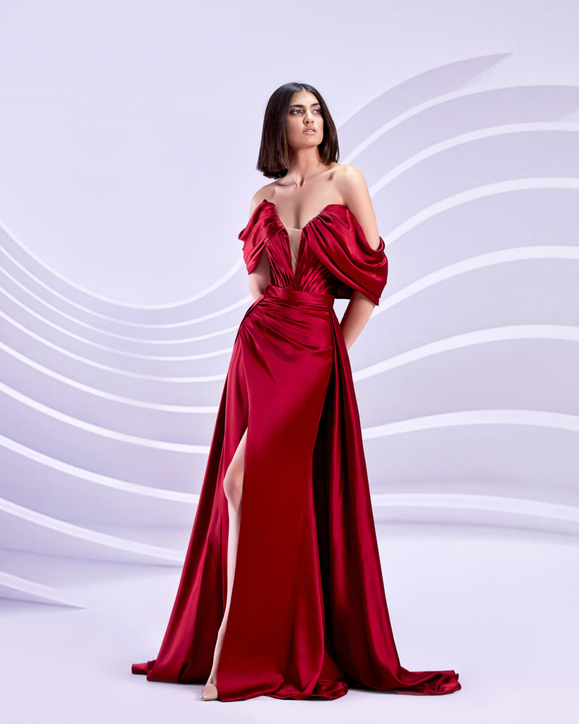 Prom Dresses Long Prom Slit Formal Evening Dress Red
