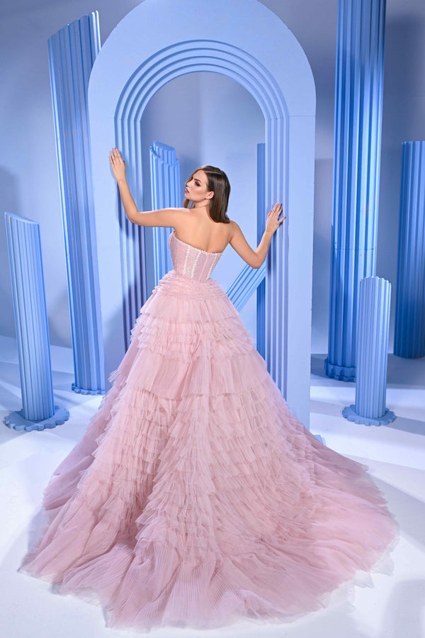 Prom Dresses Prom Long Ball Gown Layered Prom Dress Rose Smoke