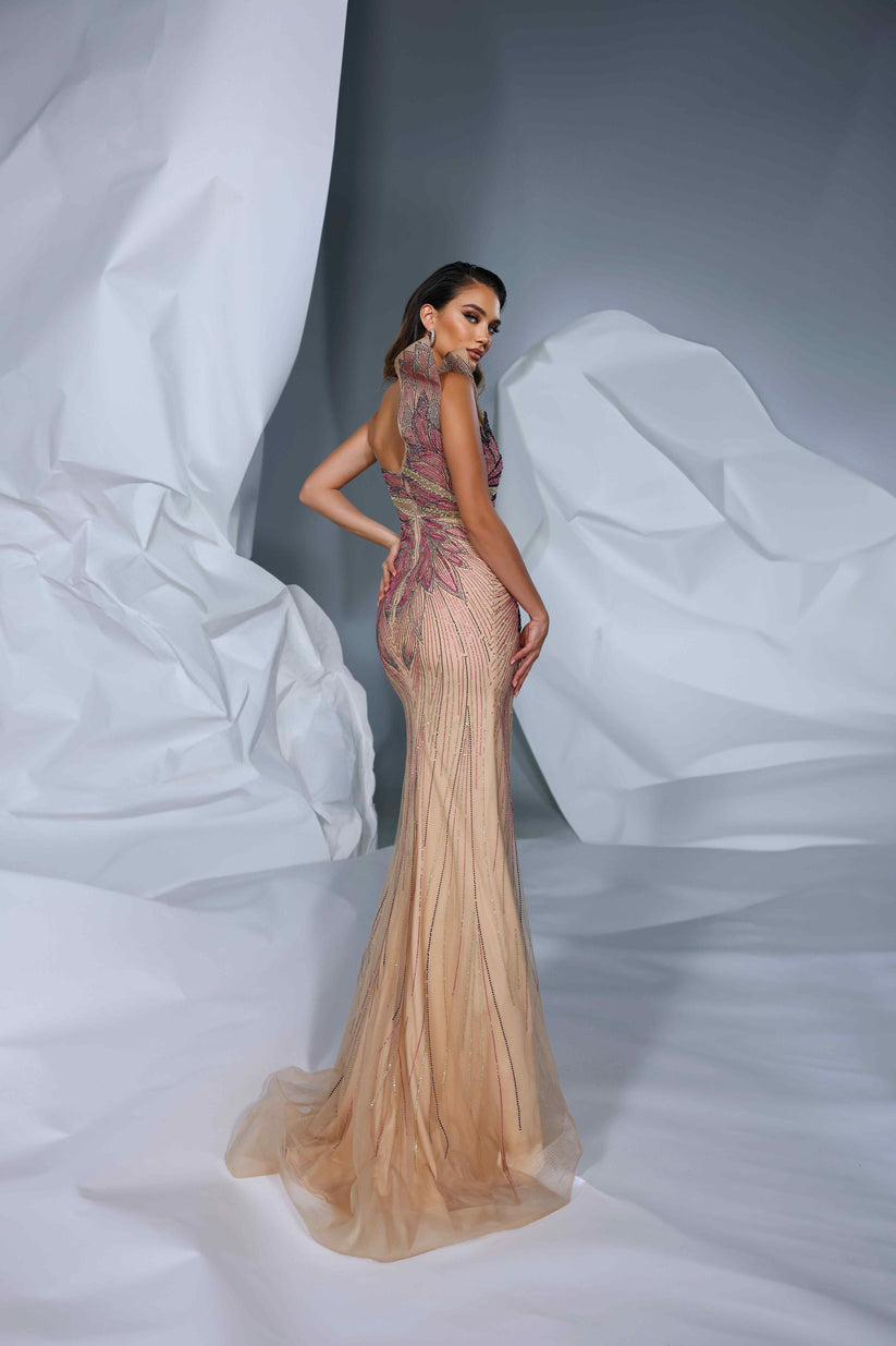 Prom Dresses Prom Long Fitted Floral Evening Formal Dress Puple