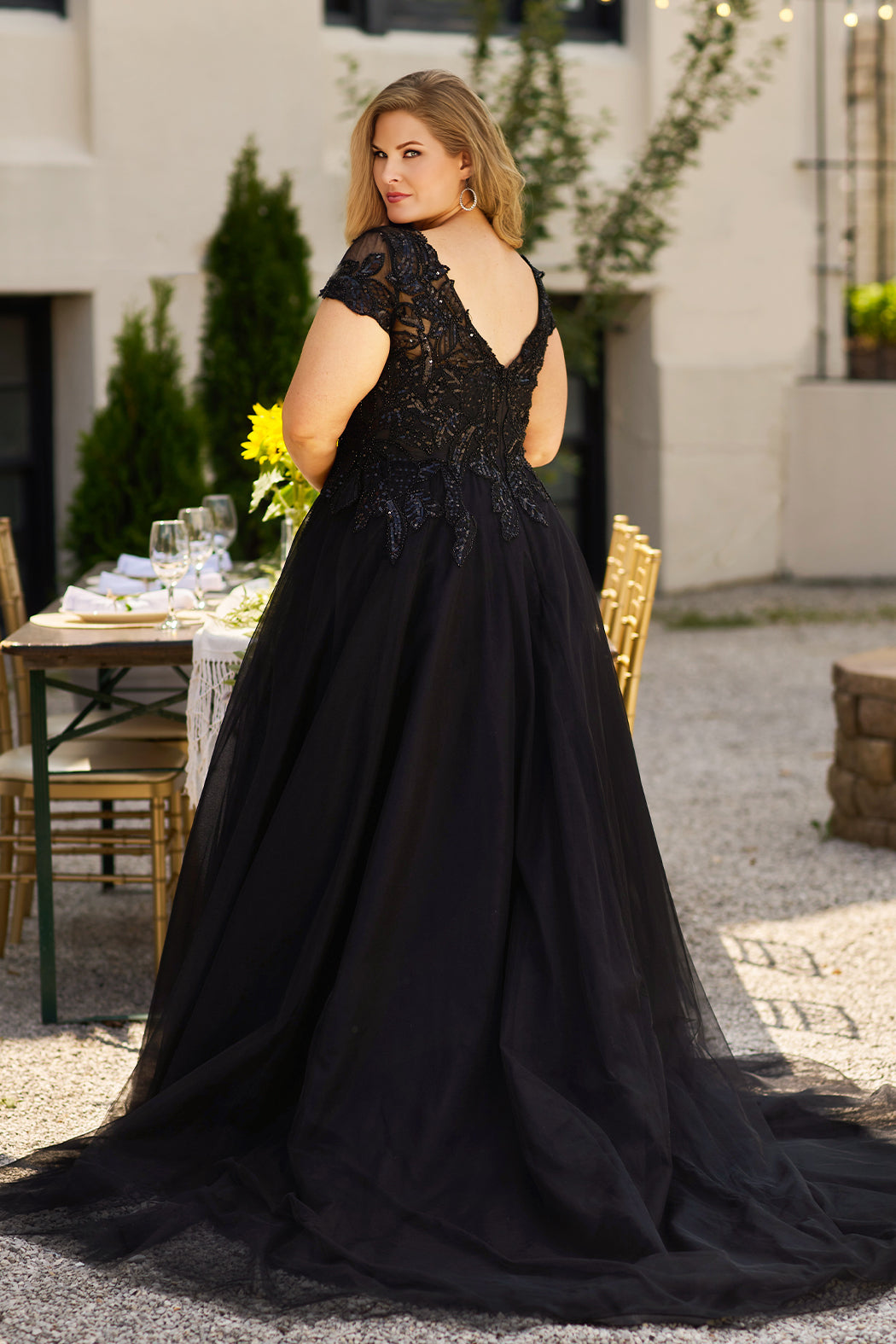 Plus Size Dresses A Line Long Plus Size Sequin Formal Evening Dress Black