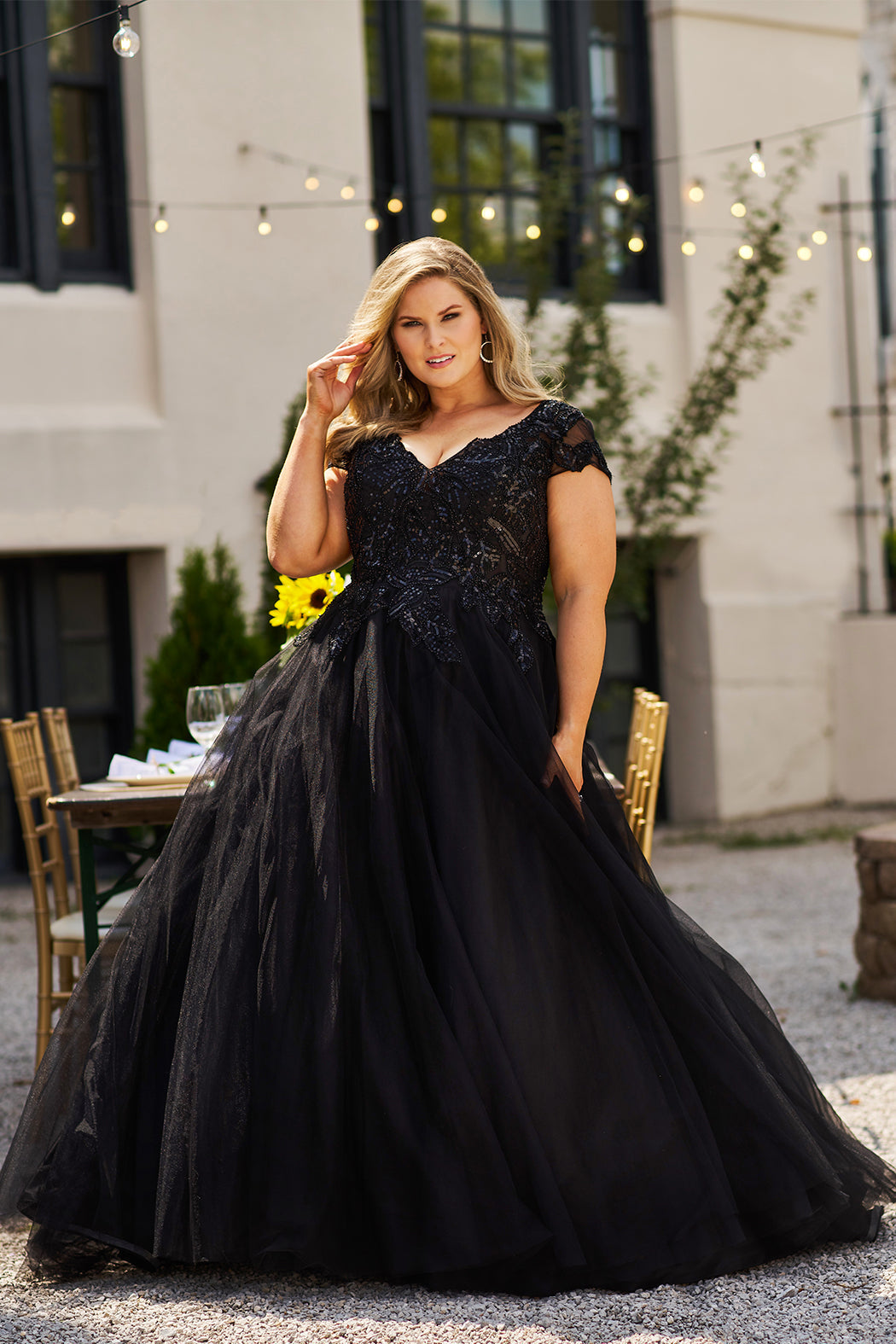 Plus Size Dresses A Line Long Plus Size Sequin Formal Evening Dress Black